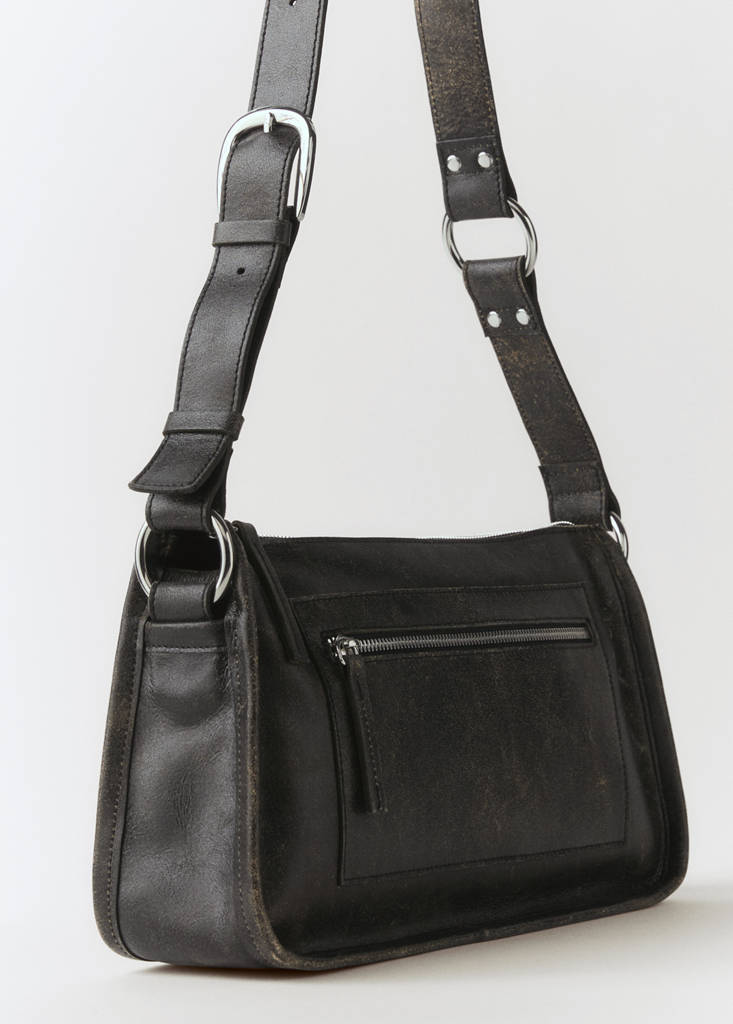 Leather bag with metallic details — Brown