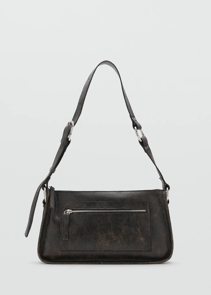 Leather bag with metallic details — Brown