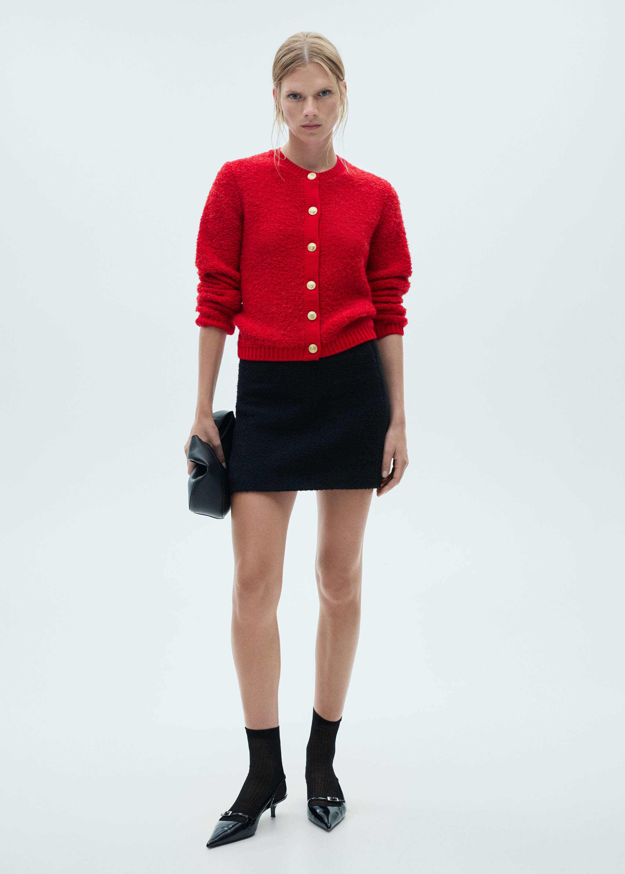 Cárdigan punto rizado botones joya - Plano general