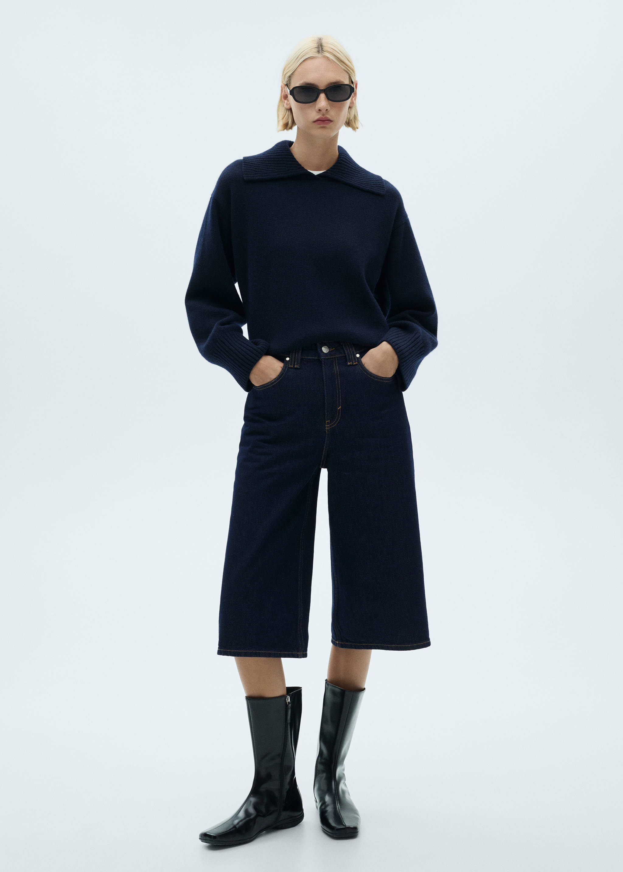 Rinse-wash denim bermuda shorts - General plane