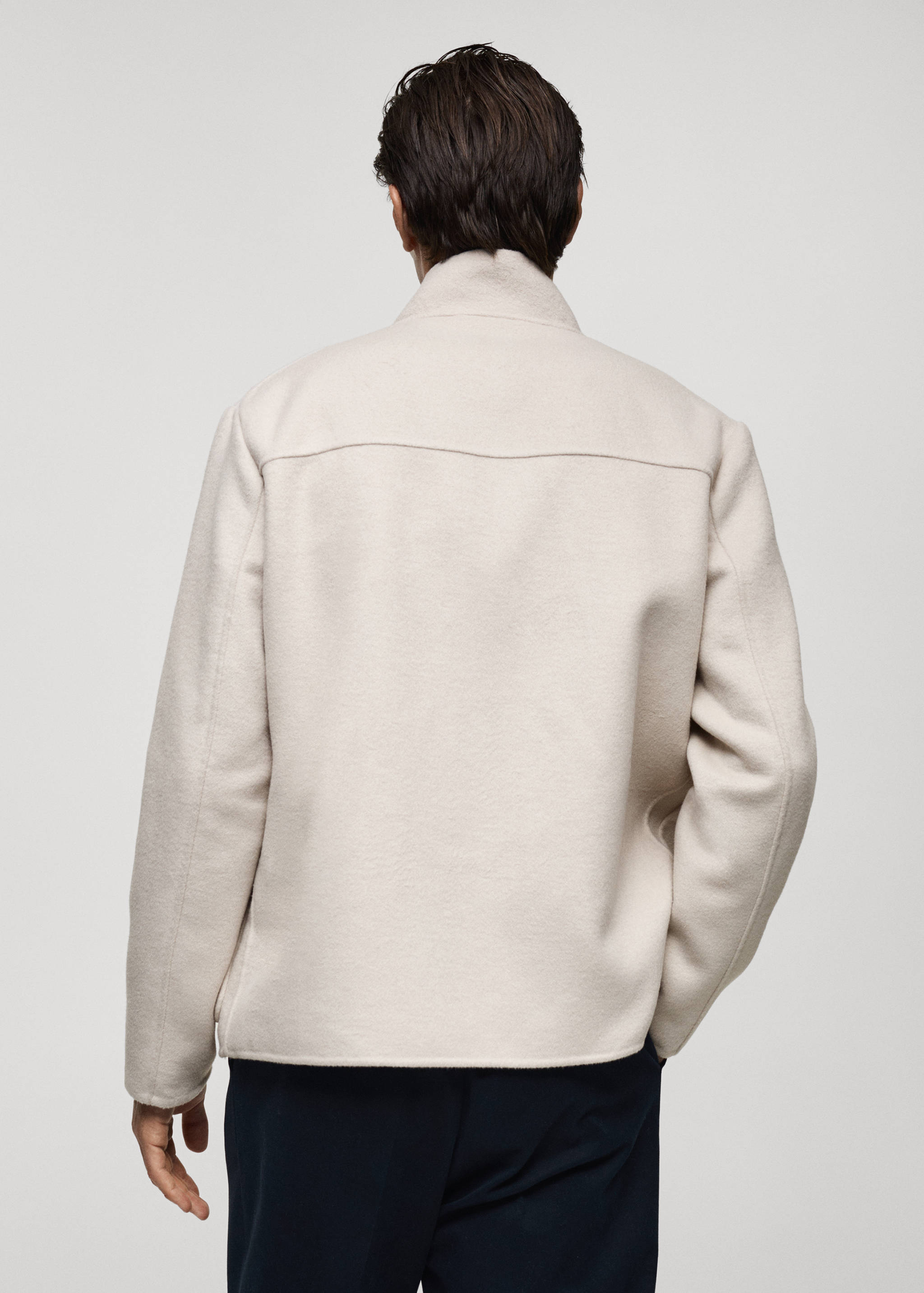 有领手工羊毛开襟毛衣 - null