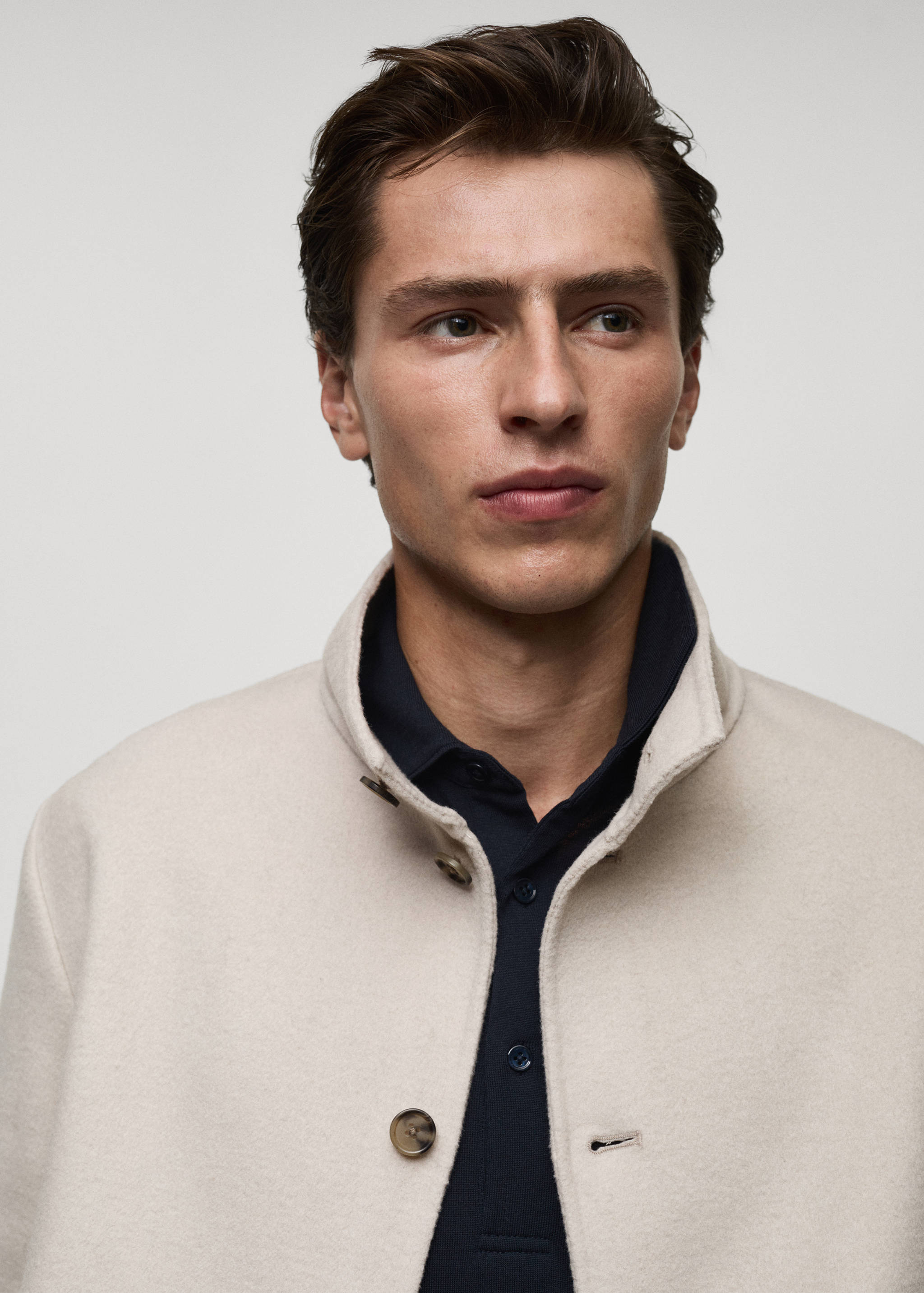 有领手工羊毛开襟毛衣 - null