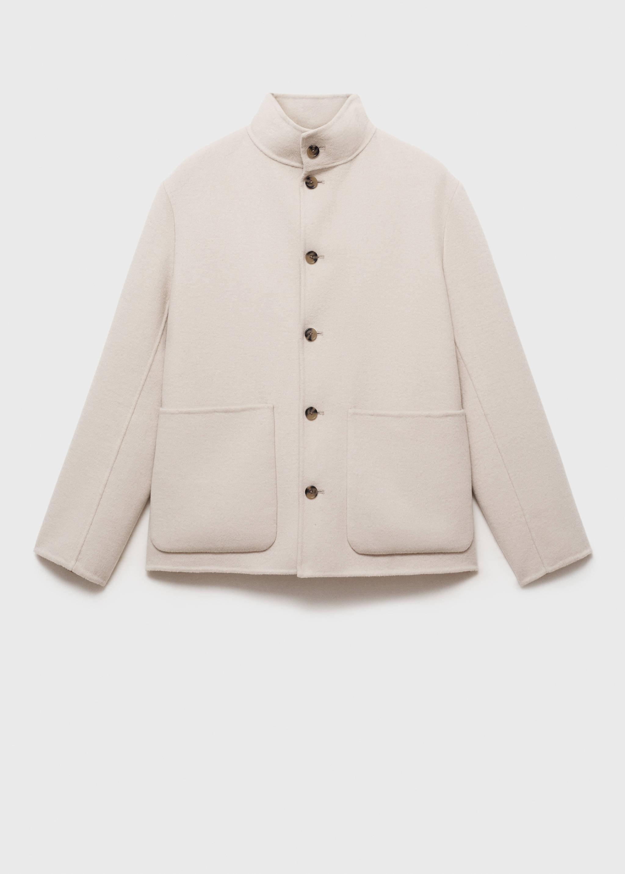 有领手工羊毛开襟毛衣 - null