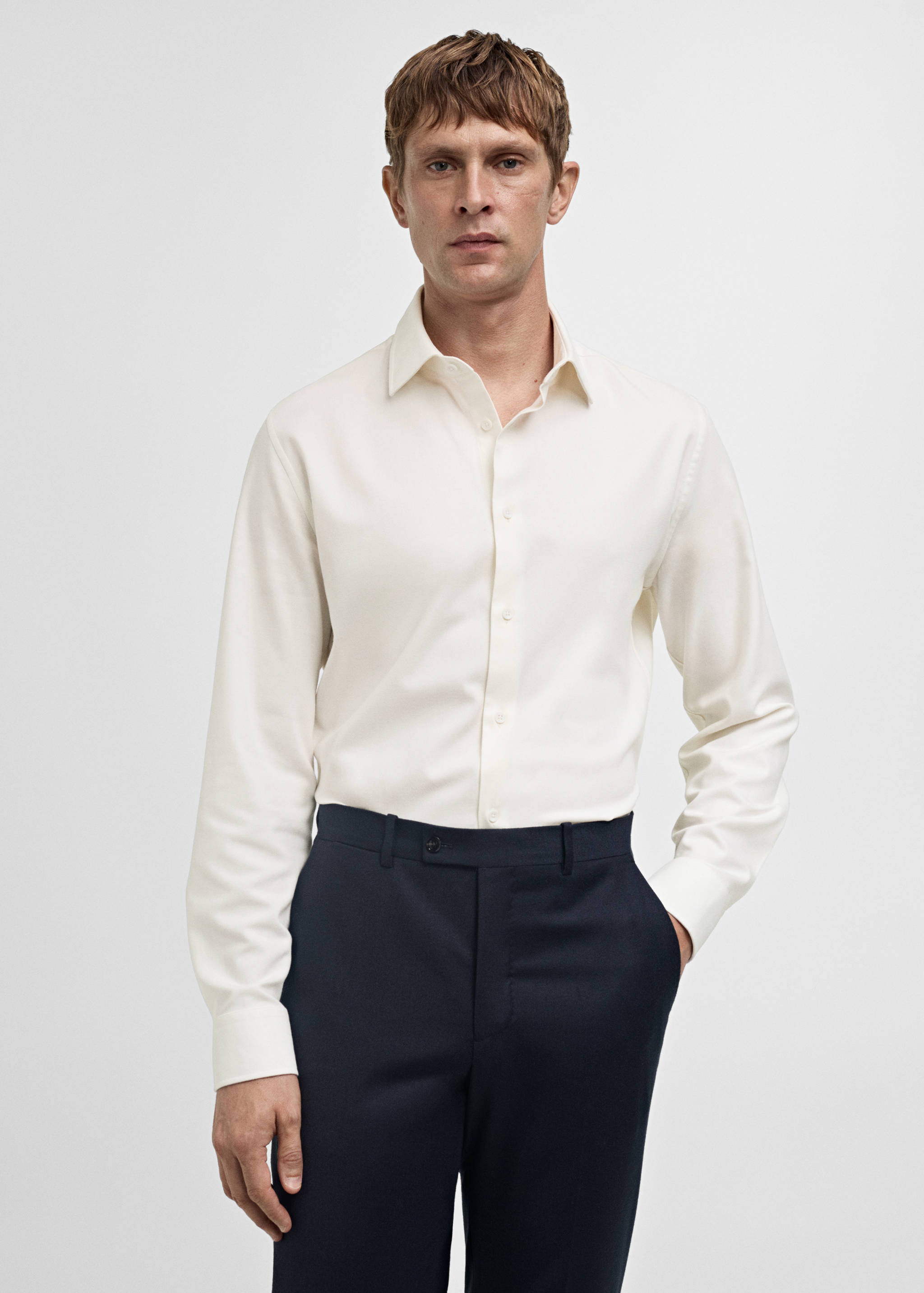 Cashmere and cotton suit shirt - Medium plane
