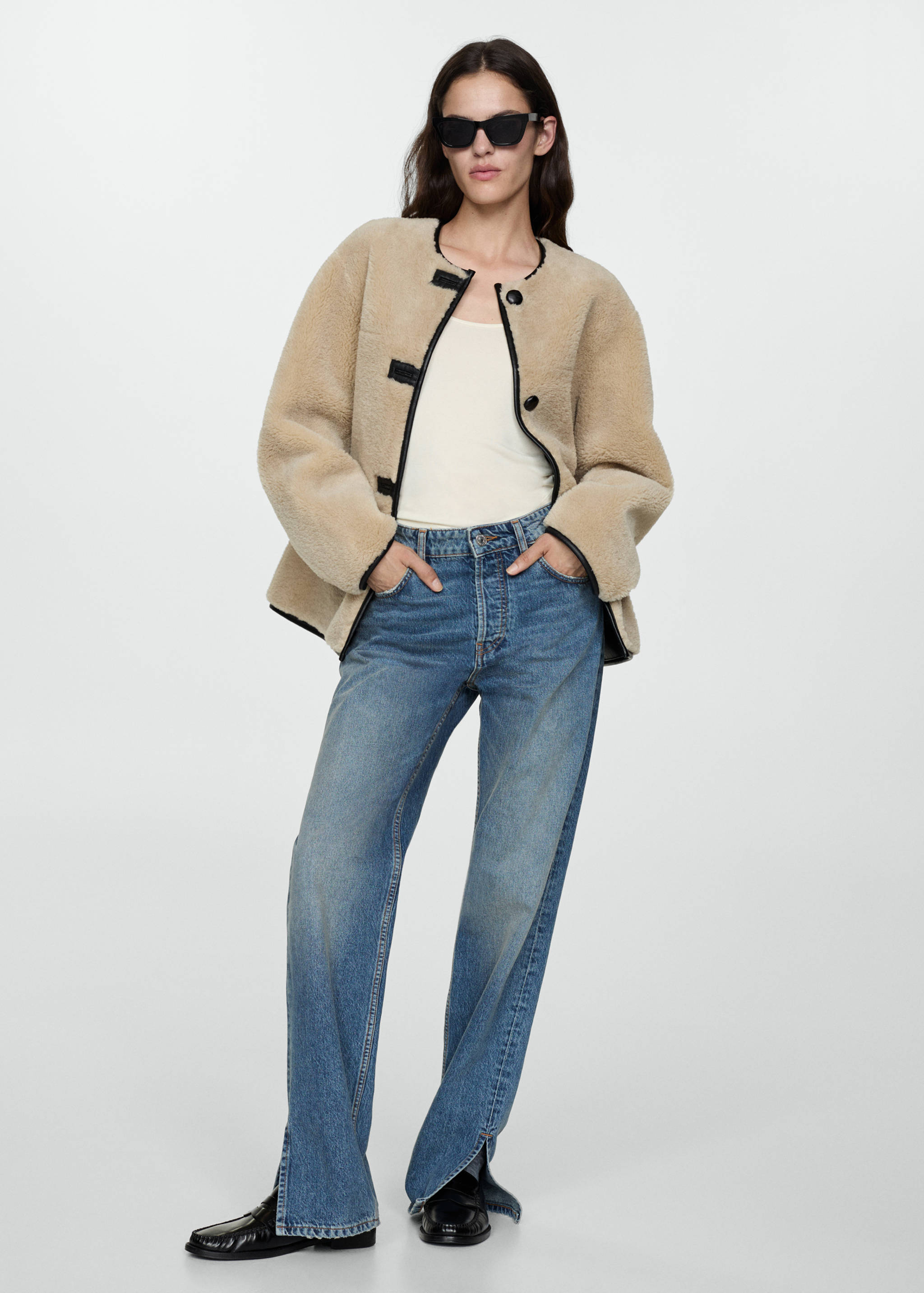 Faux-fur coat with appliqués - General plane