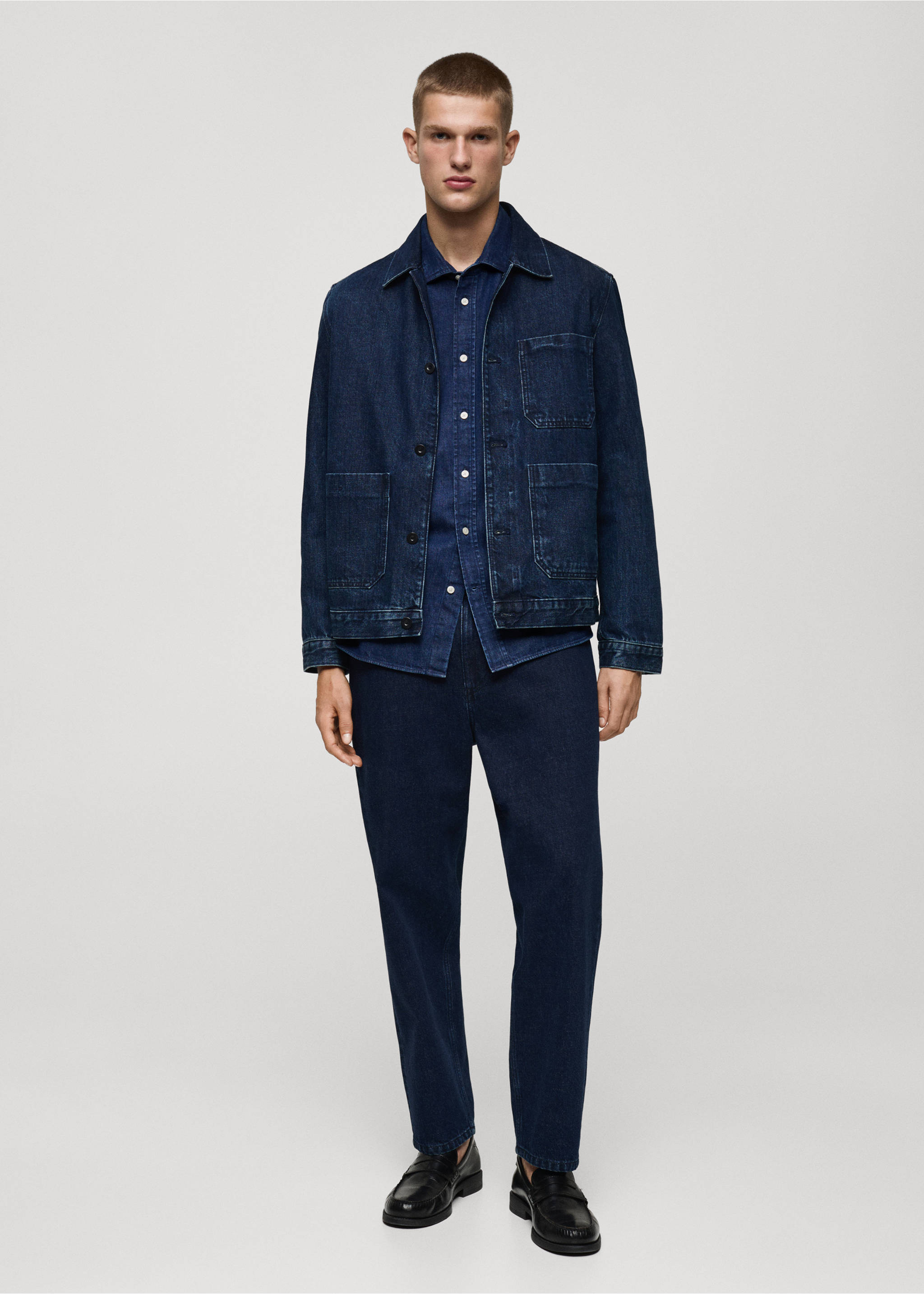 Regular fit denim shirt - General plane, Dark Blue. Ref: 77097916-00.