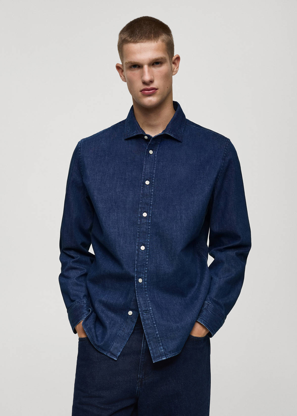 Regular fit denim shirt — Dark Blue