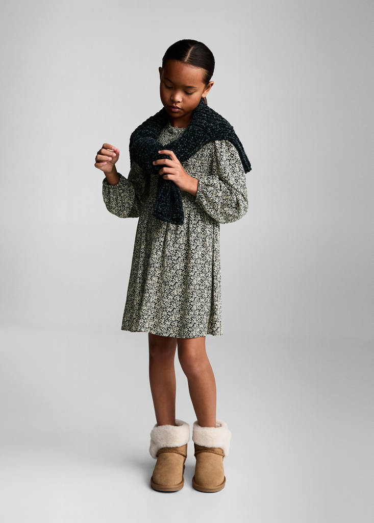 MANGO KIDS - Robe imprimée boutons kaki - 10 - Fille