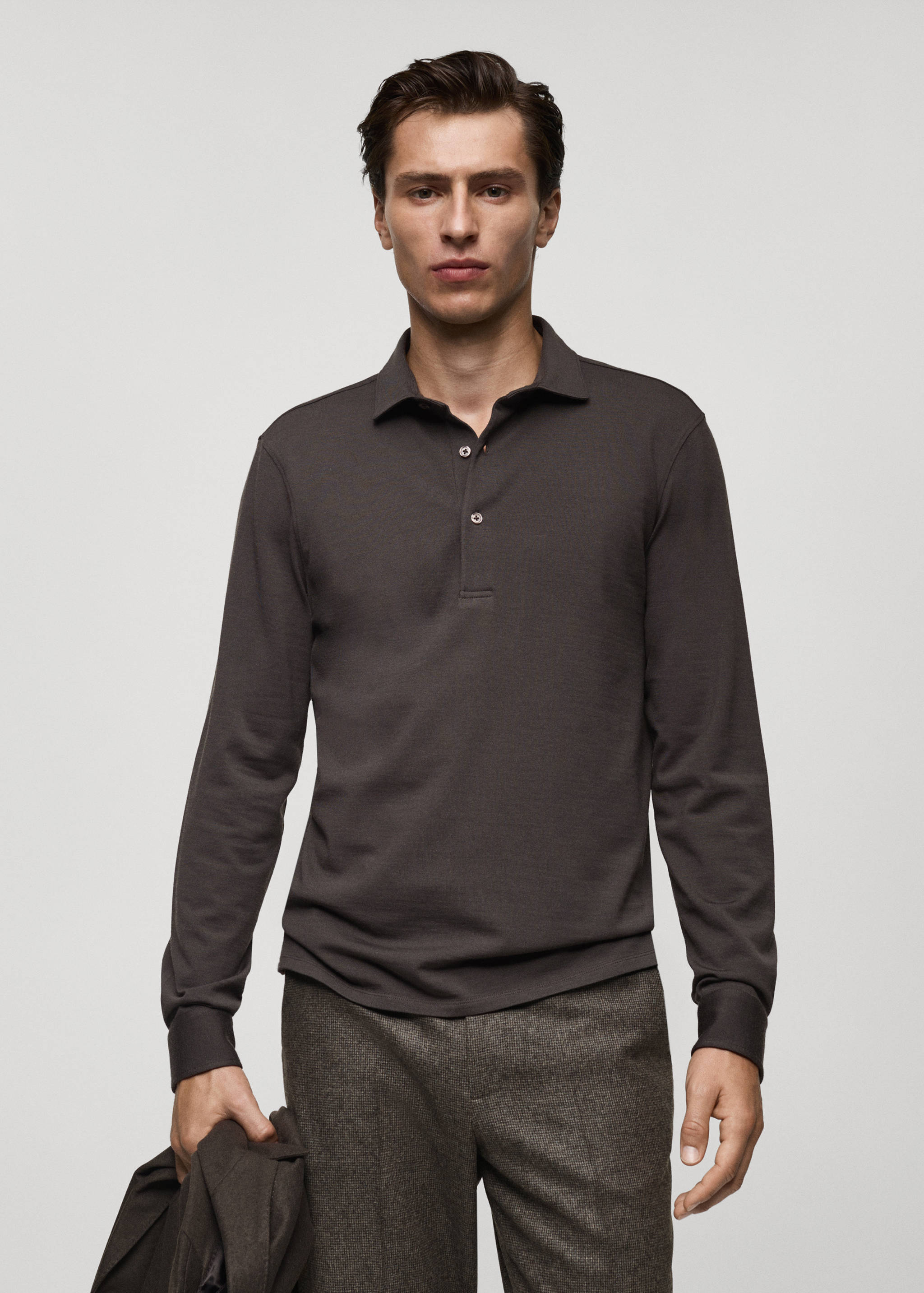 Wool regular-fit polo shirt - Medium plane