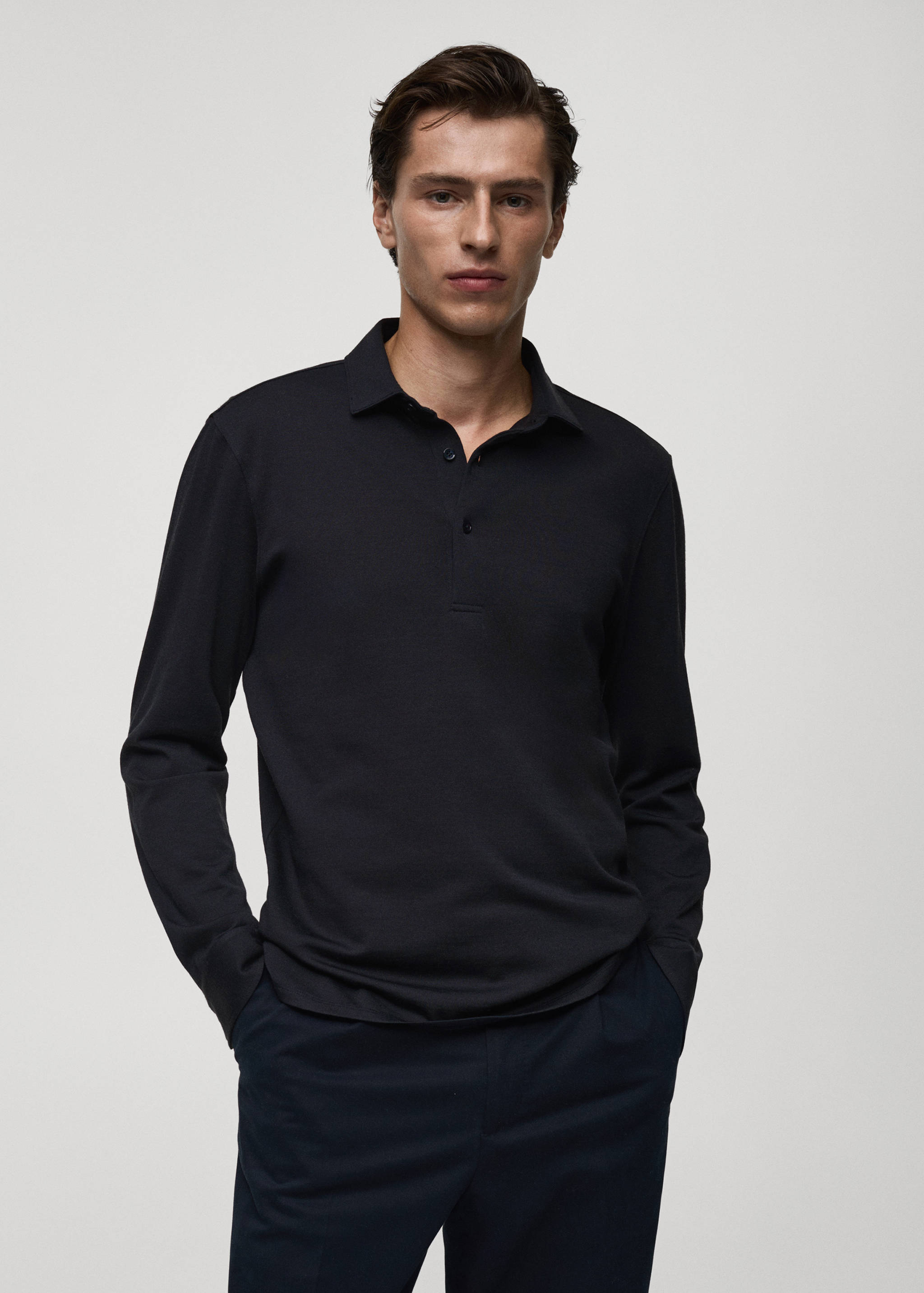 Wool regular-fit polo shirt - Medium plane