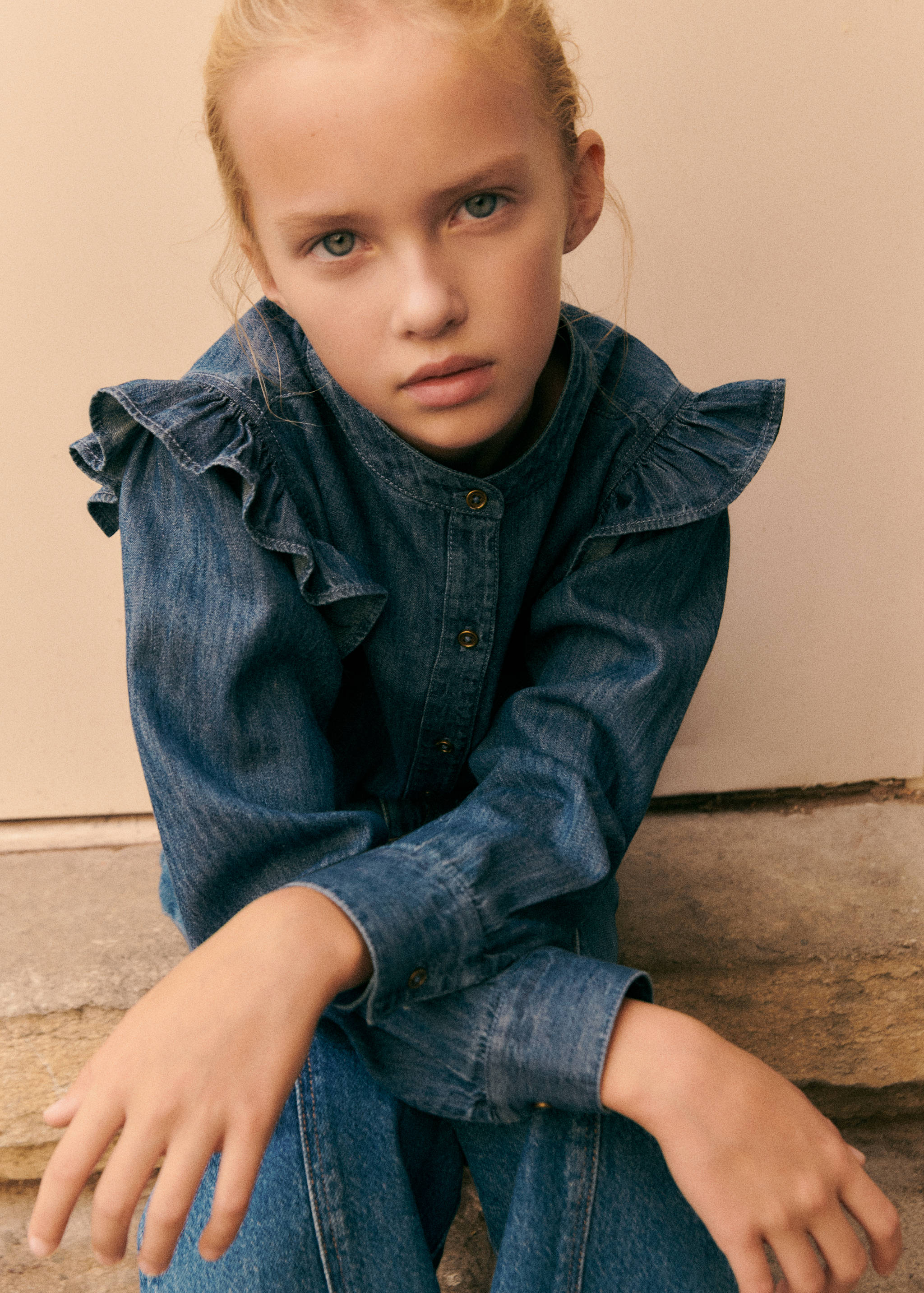 花边牛仔衬衫 - null