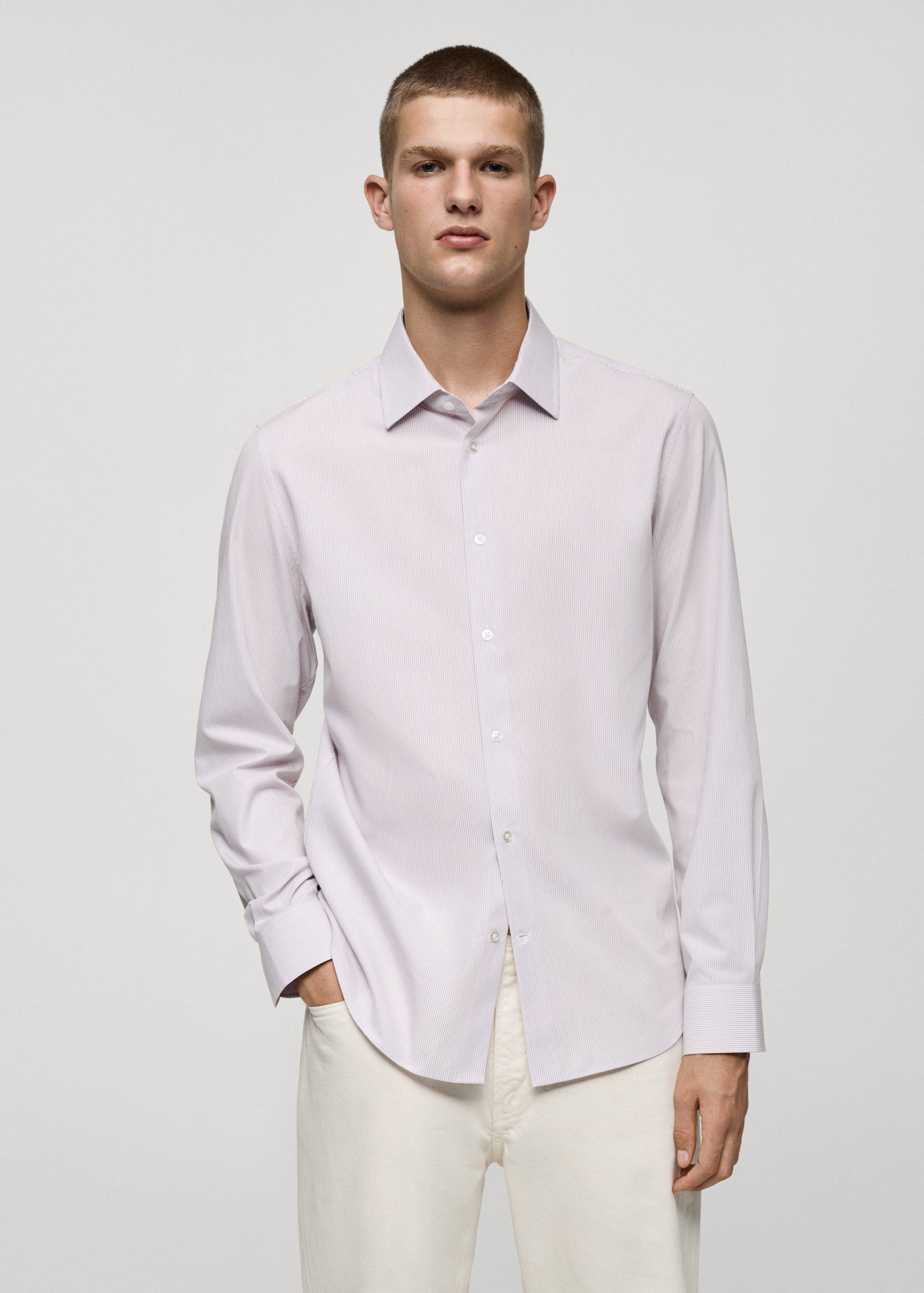 Chemise 100 % coton rayures - Plan moyen