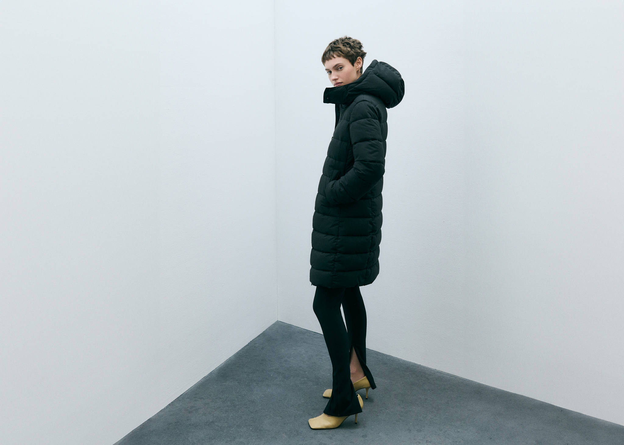 Hood puffer coat - Panoramic plane