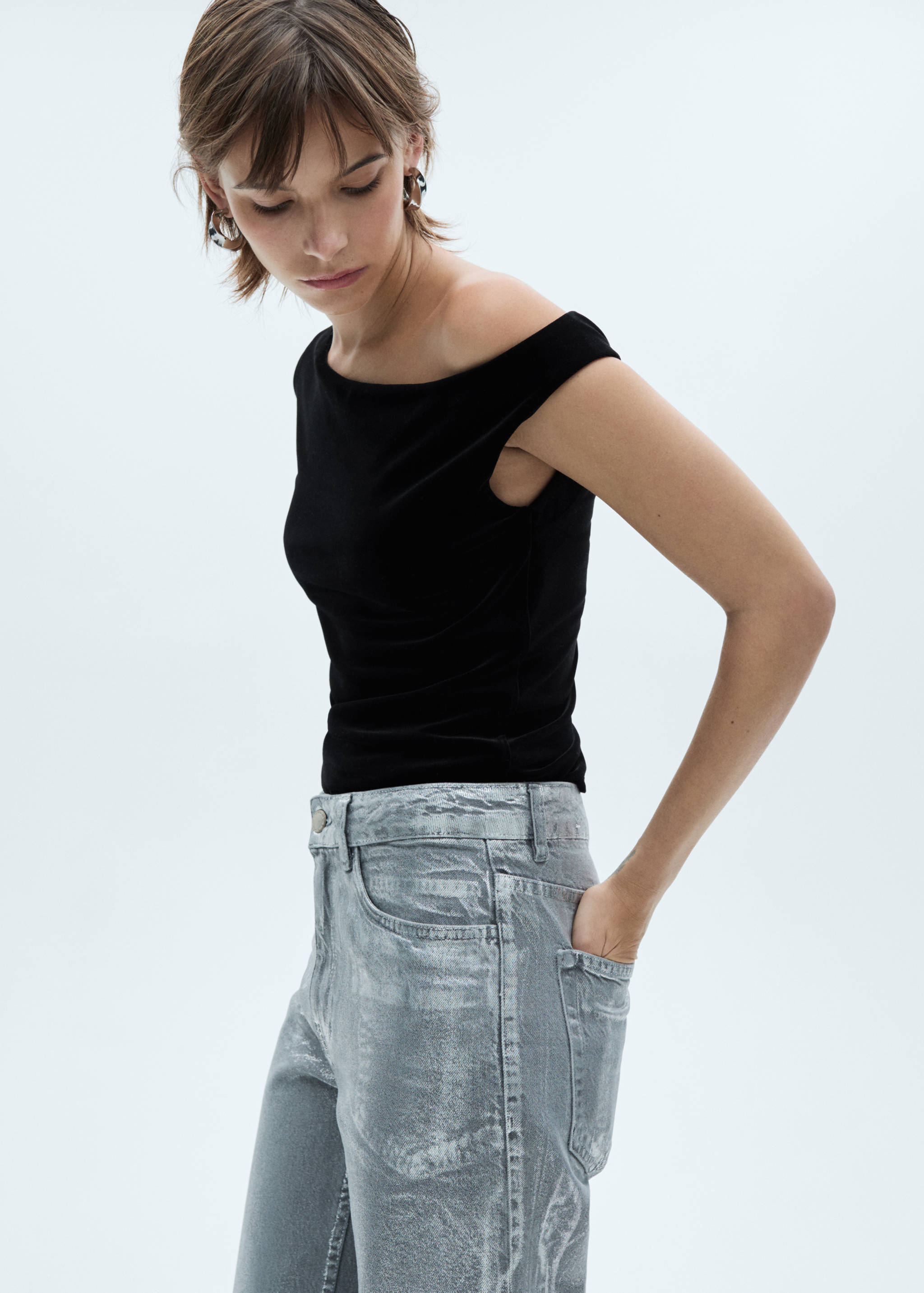 Asymmetric velvet top - Medium plane