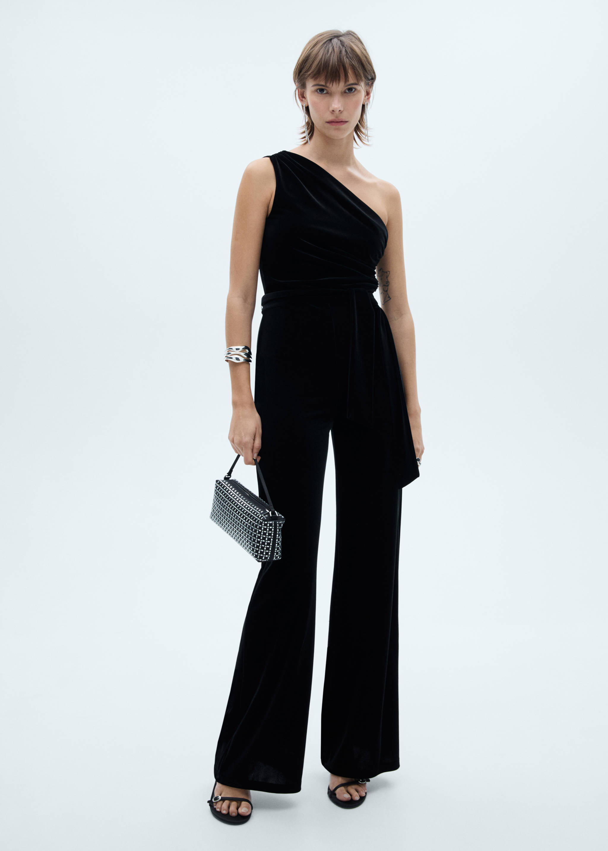 Asymmetric velvet jumpsuit - General plane