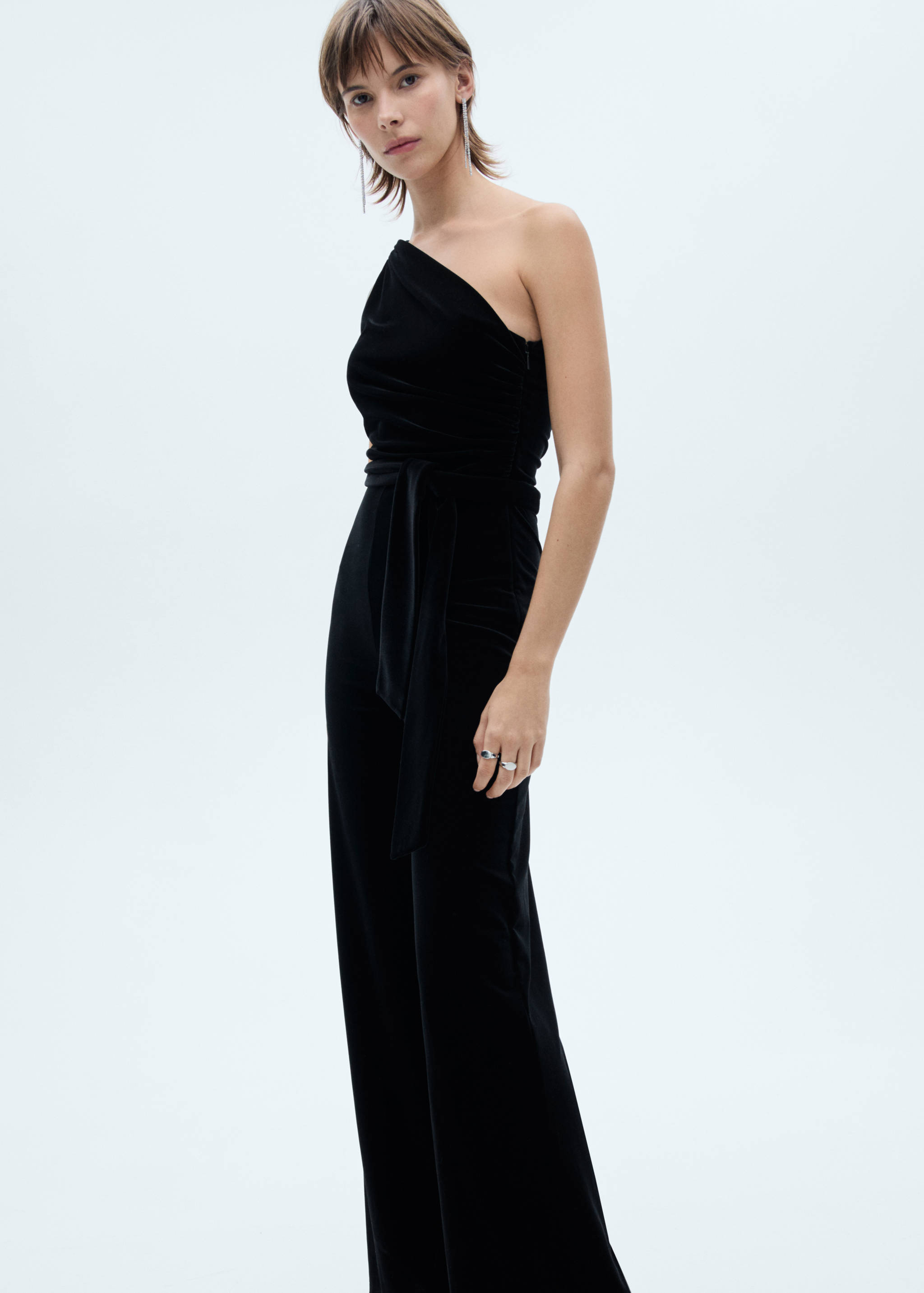 Asymmetric velvet jumpsuit - Medium plane