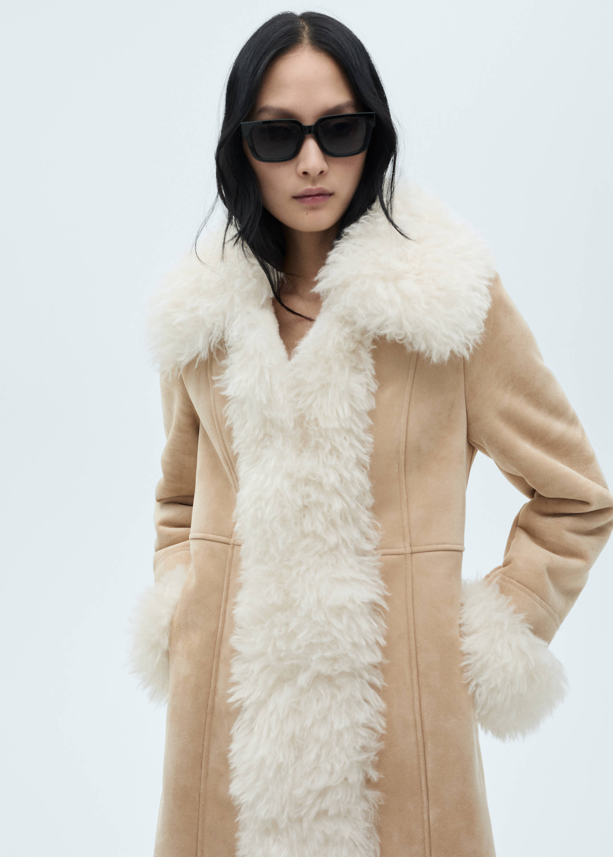 Shearling-lined coat - Medium plane