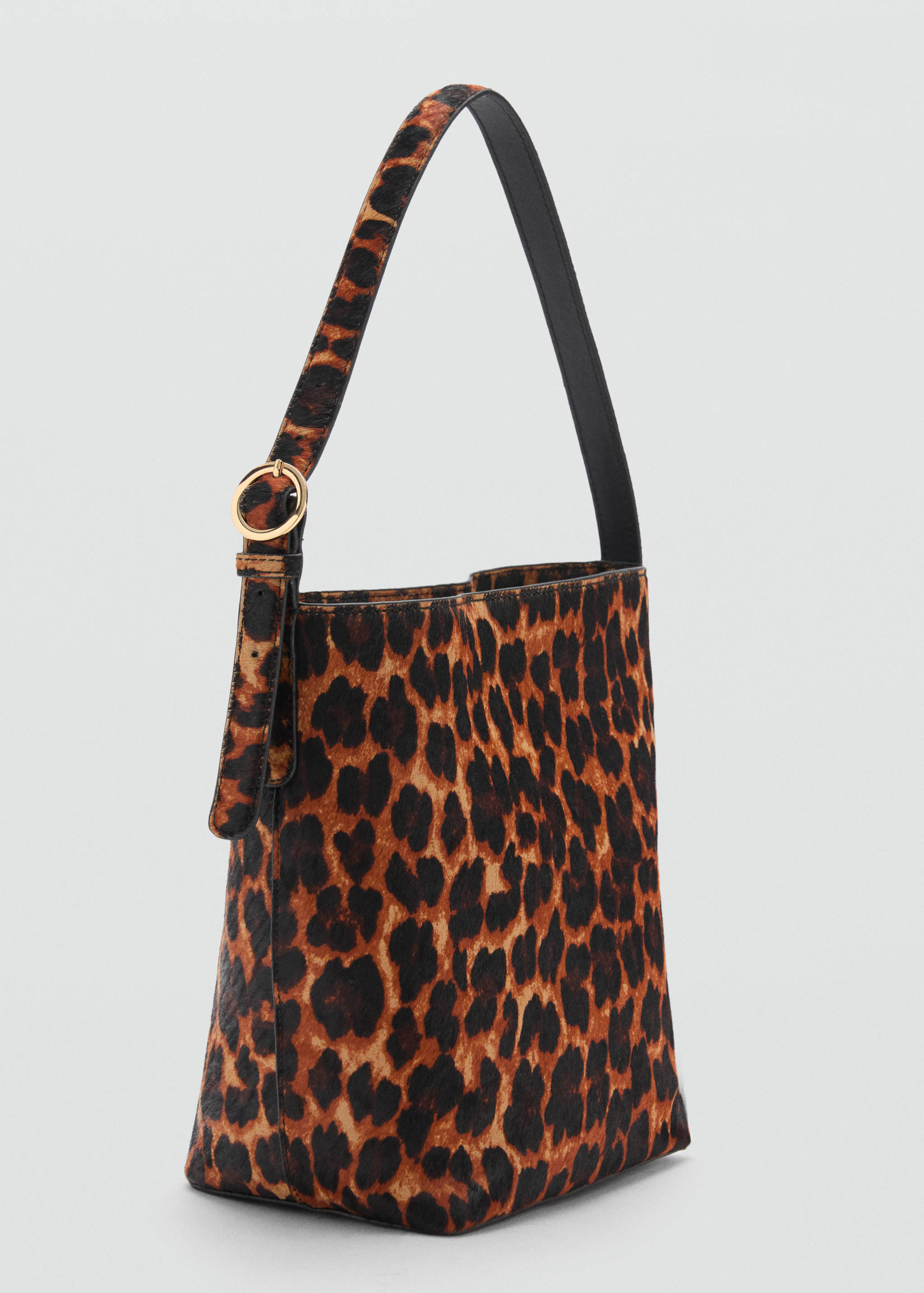 Leopard-print leather bag - Medium plane
