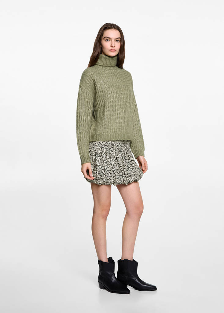 MANGO TEEN - Jupe boule en imprimé floral noir - L - Fille Teen
