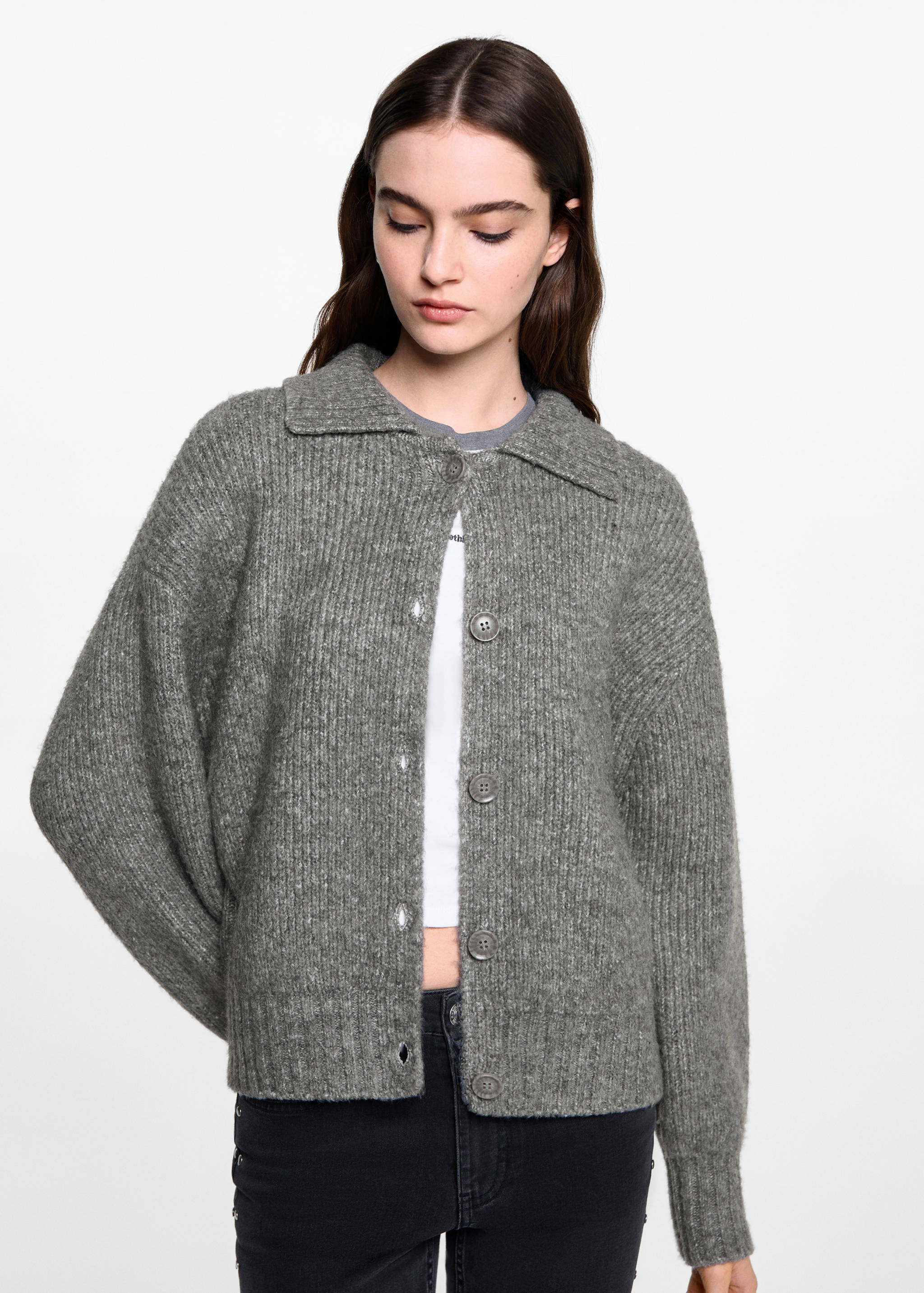 Polo-neck cardigan - Medium plane