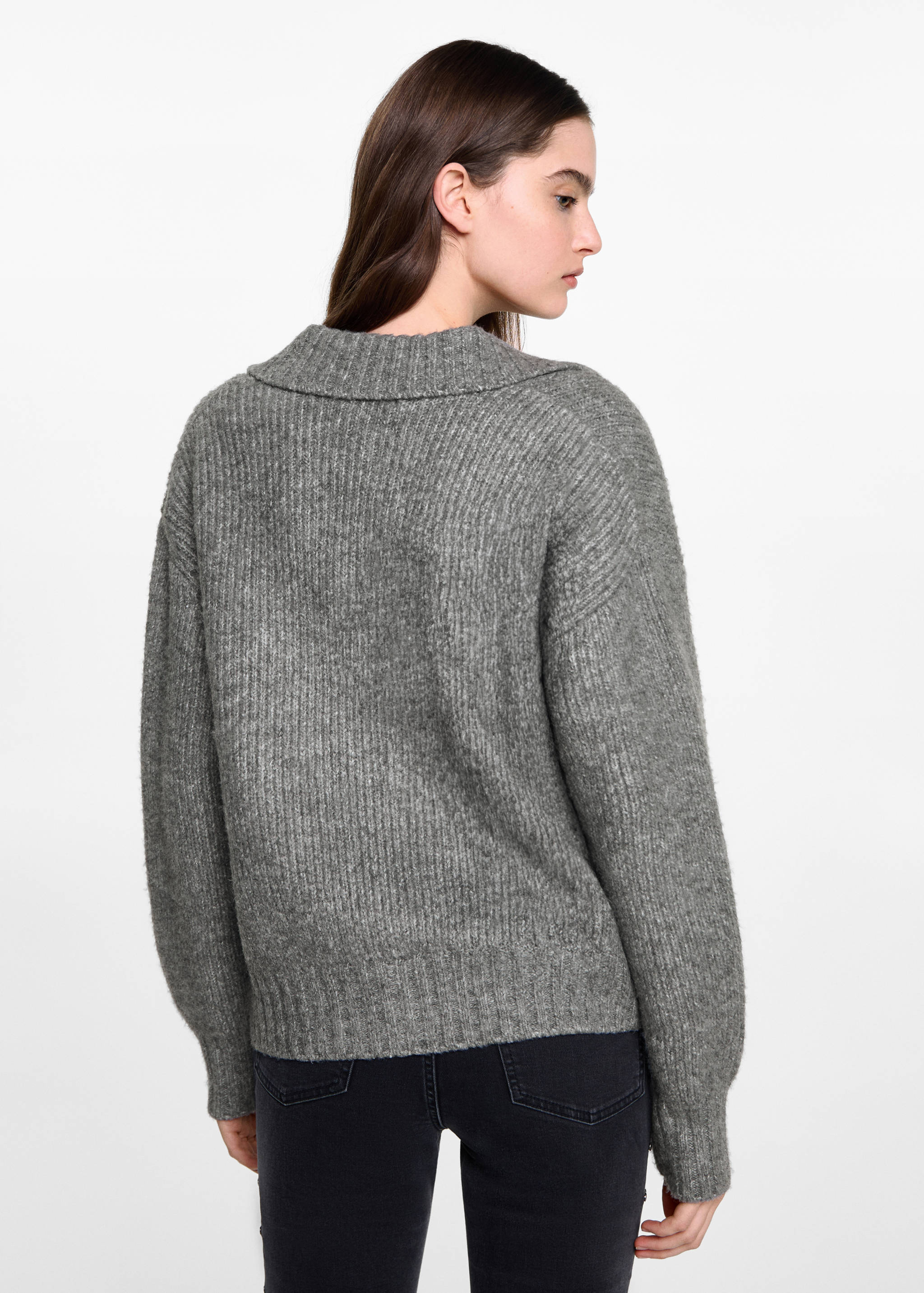 Polo-neck cardigan - Reverse of the article