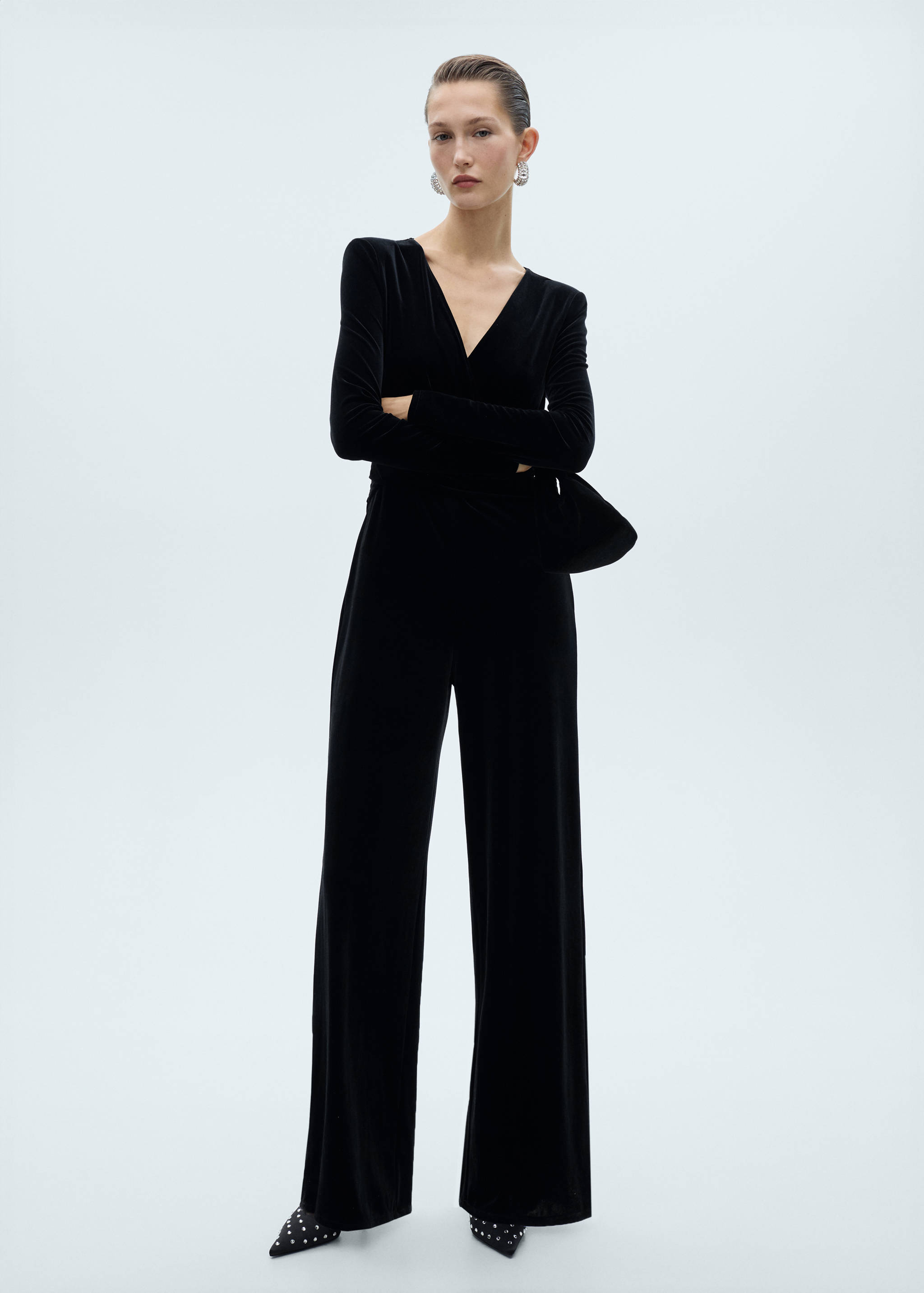 Crossed velvet jumpsuit - General plane