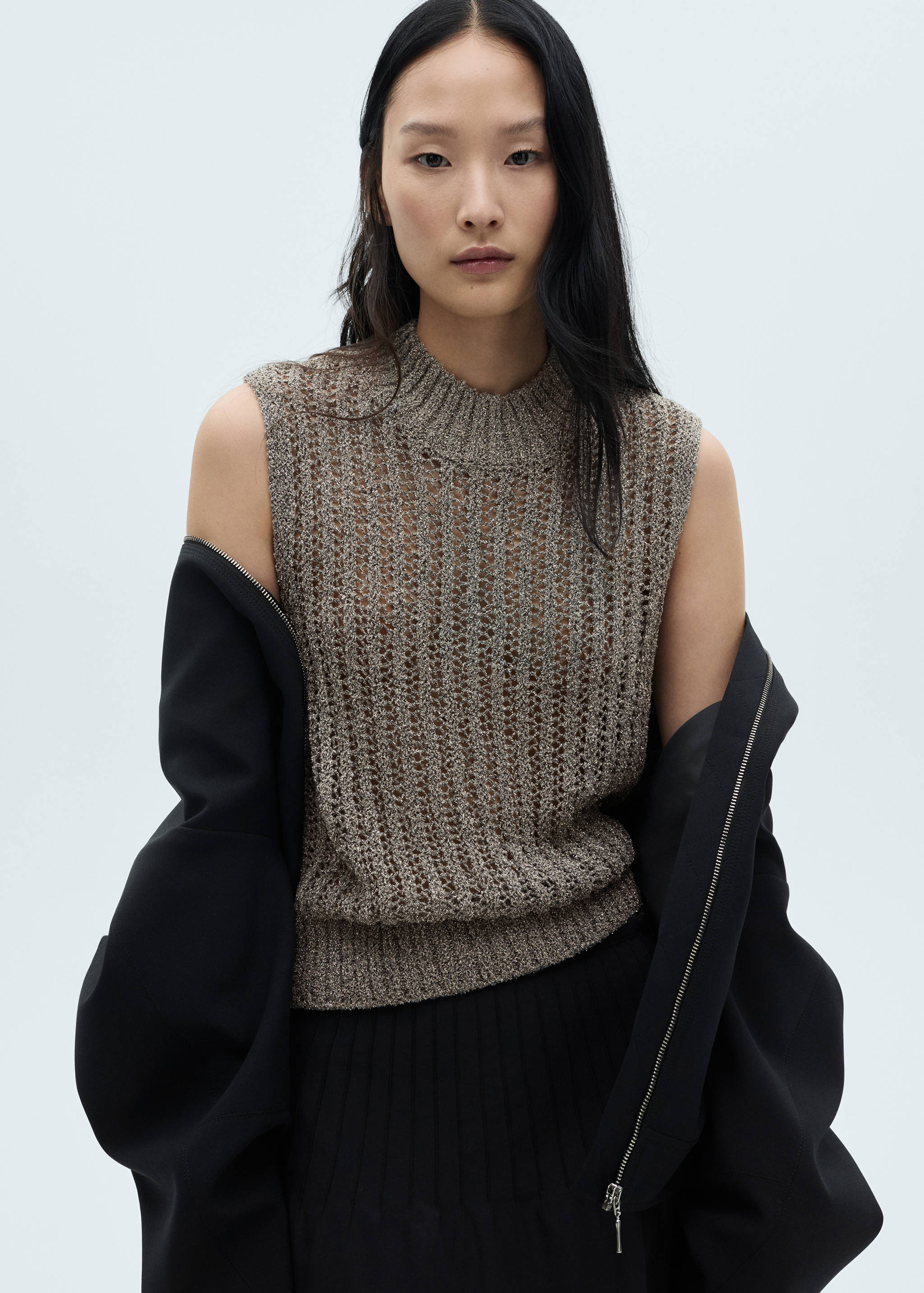 Chaleco punto calado lúrex - Plano medio