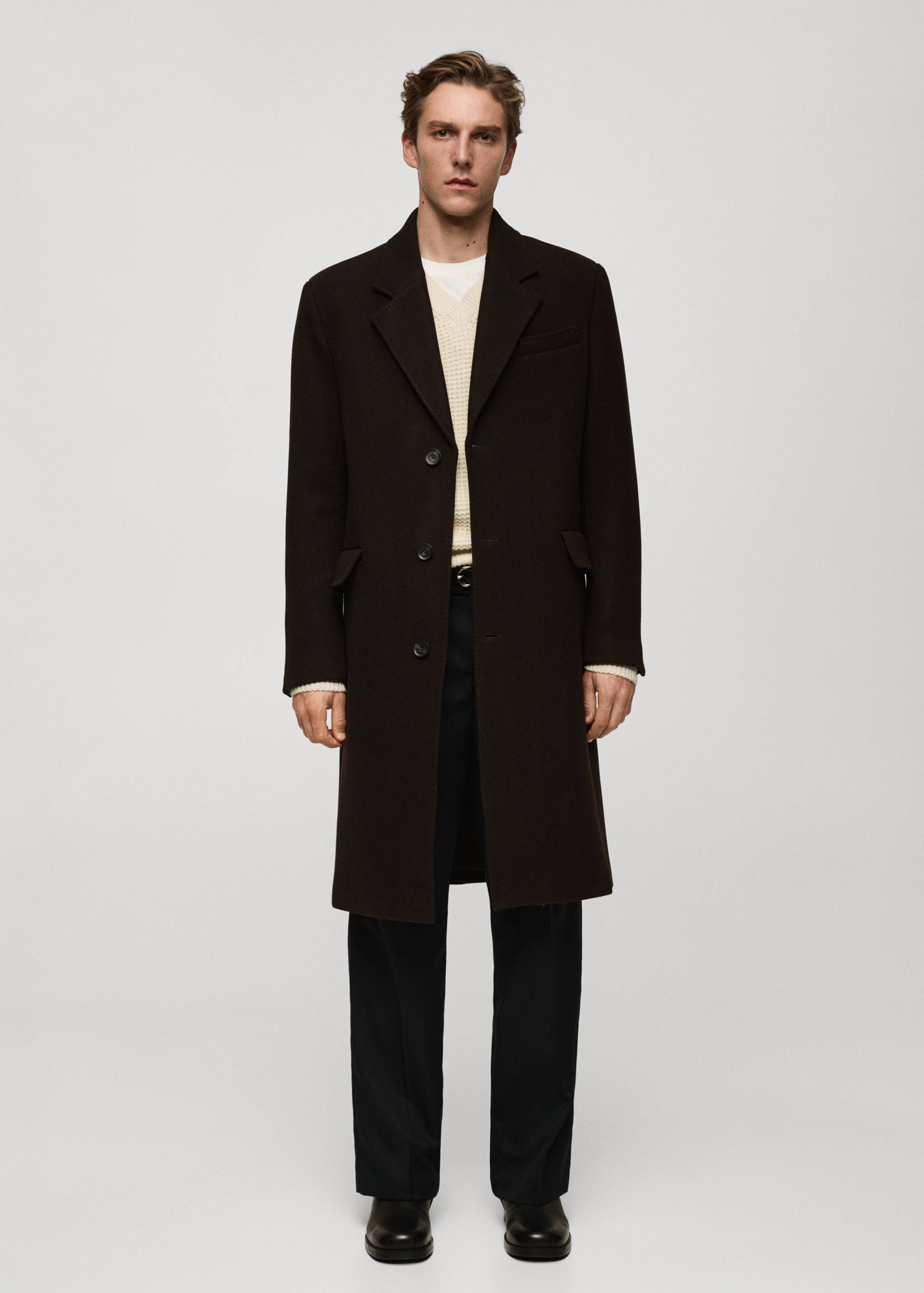 Relaxed-fit long wool coat - General plane