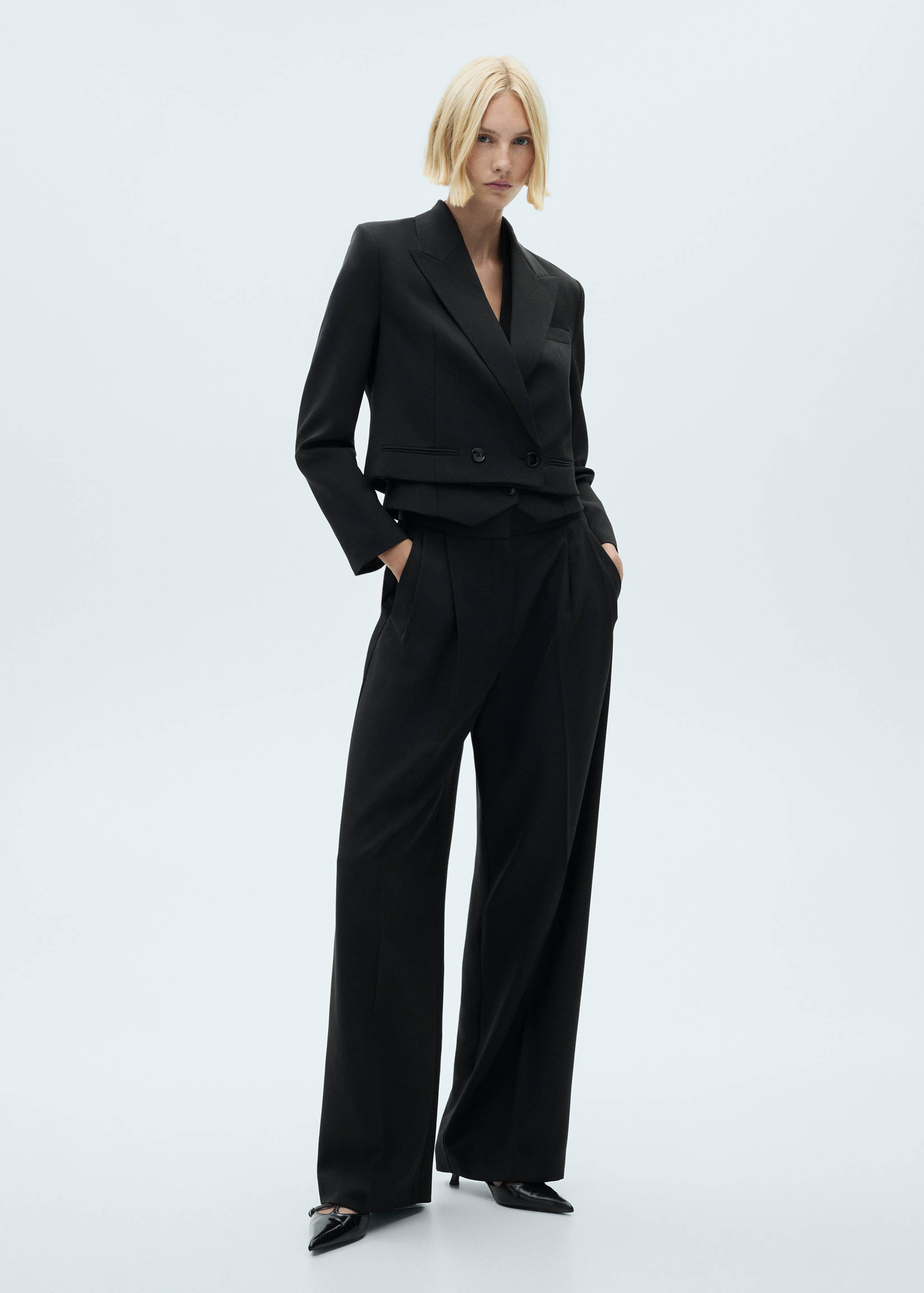 Double-breasted cropped jacket - General plane