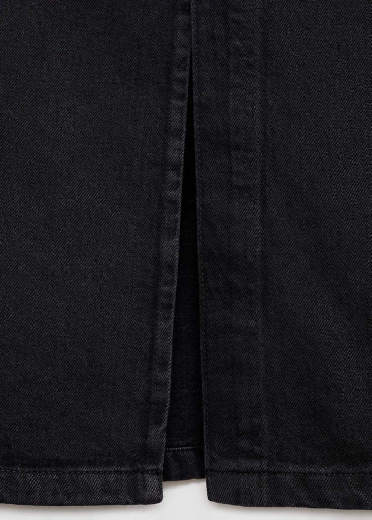 Slit denim skirt — Black denim