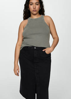 Slit denim skirt — Black denim 8