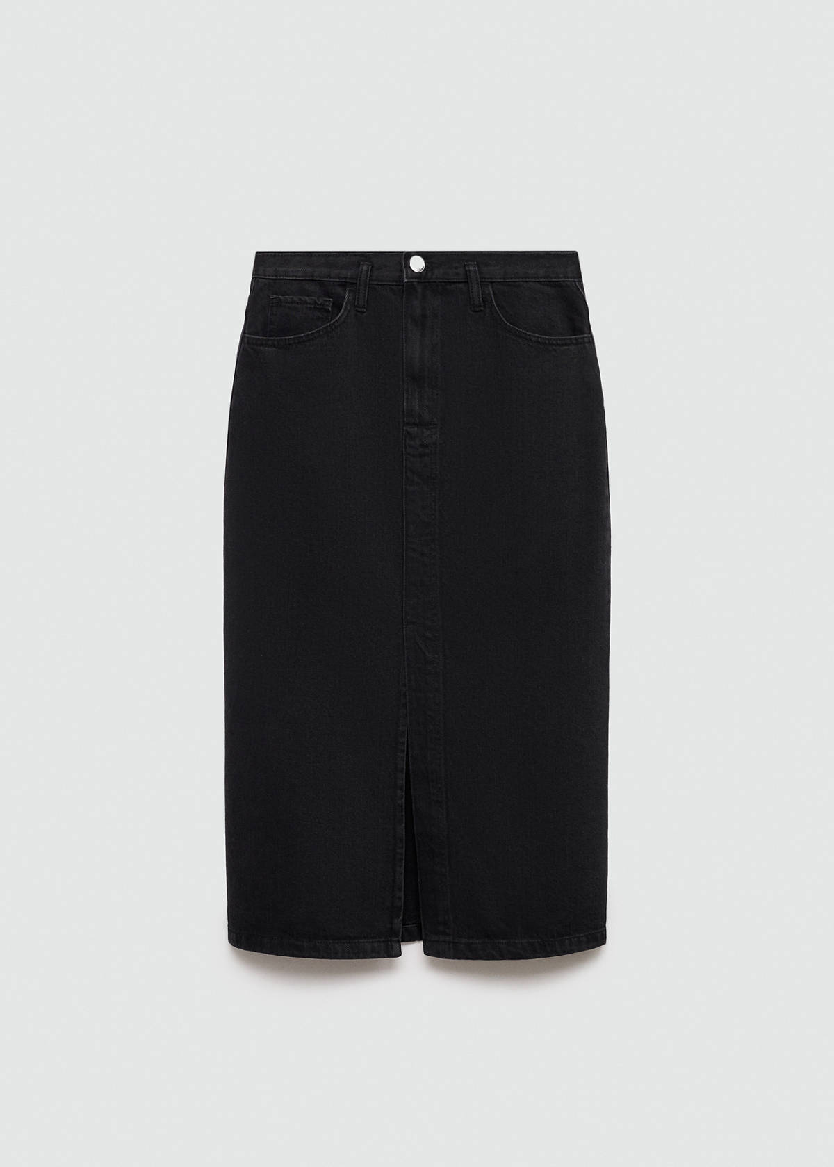 Slit denim skirt — Black denim