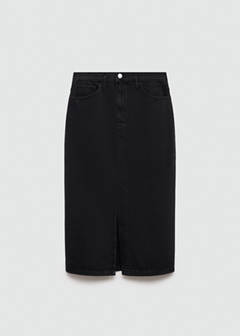 Slit denim skirt — Black denim 9