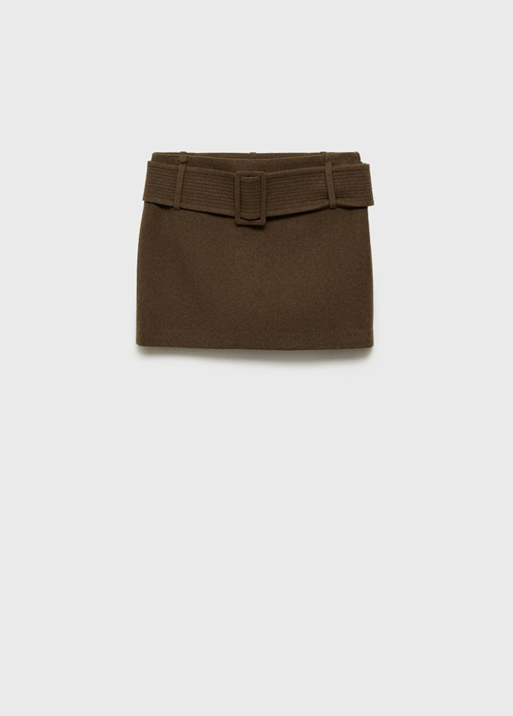 Wool mini-skirt with belt