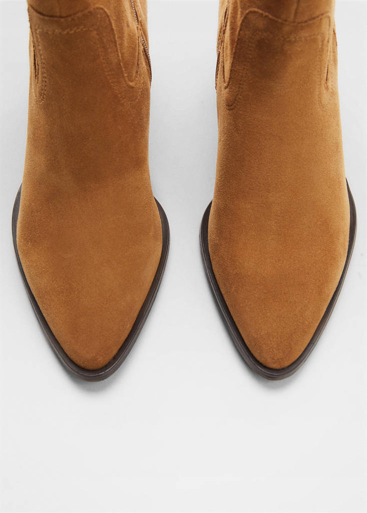 Heel suede ankle boot — Tobacco Brown