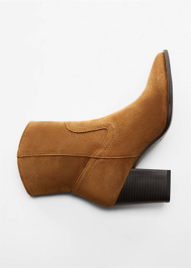 Heel suede ankle boot — Tobacco Brown