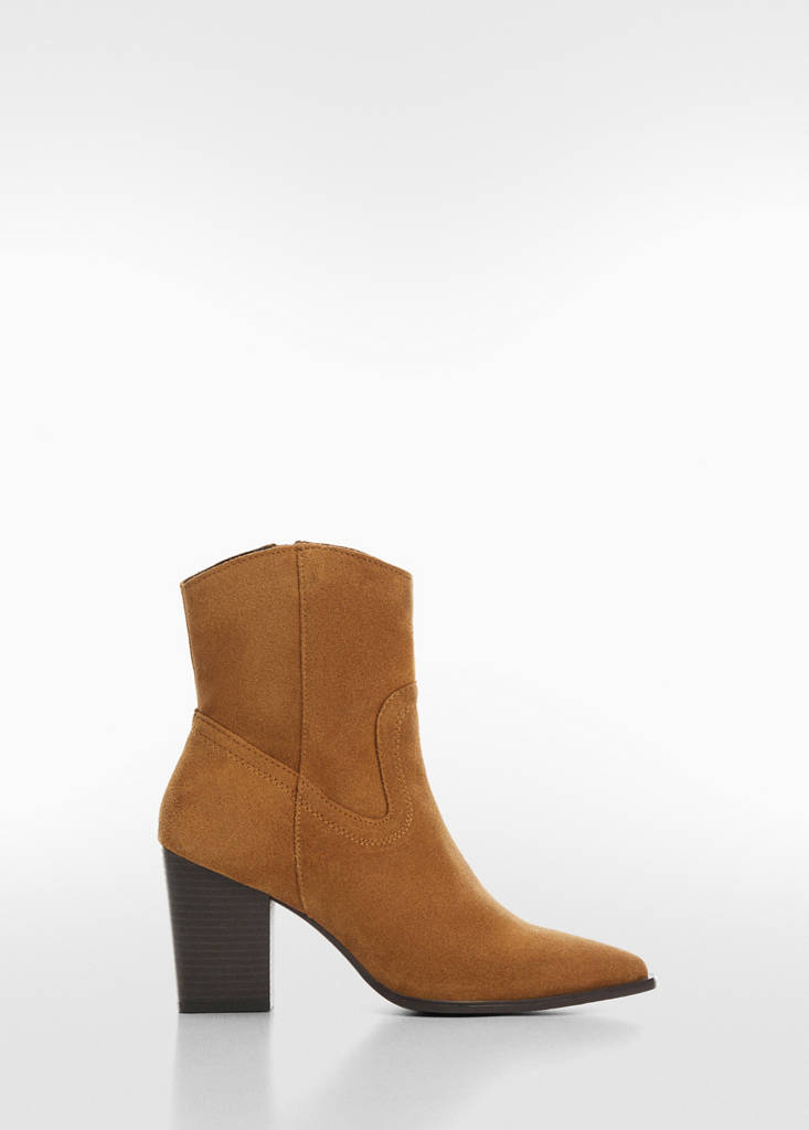 Heel suede ankle boot — Tobacco Brown