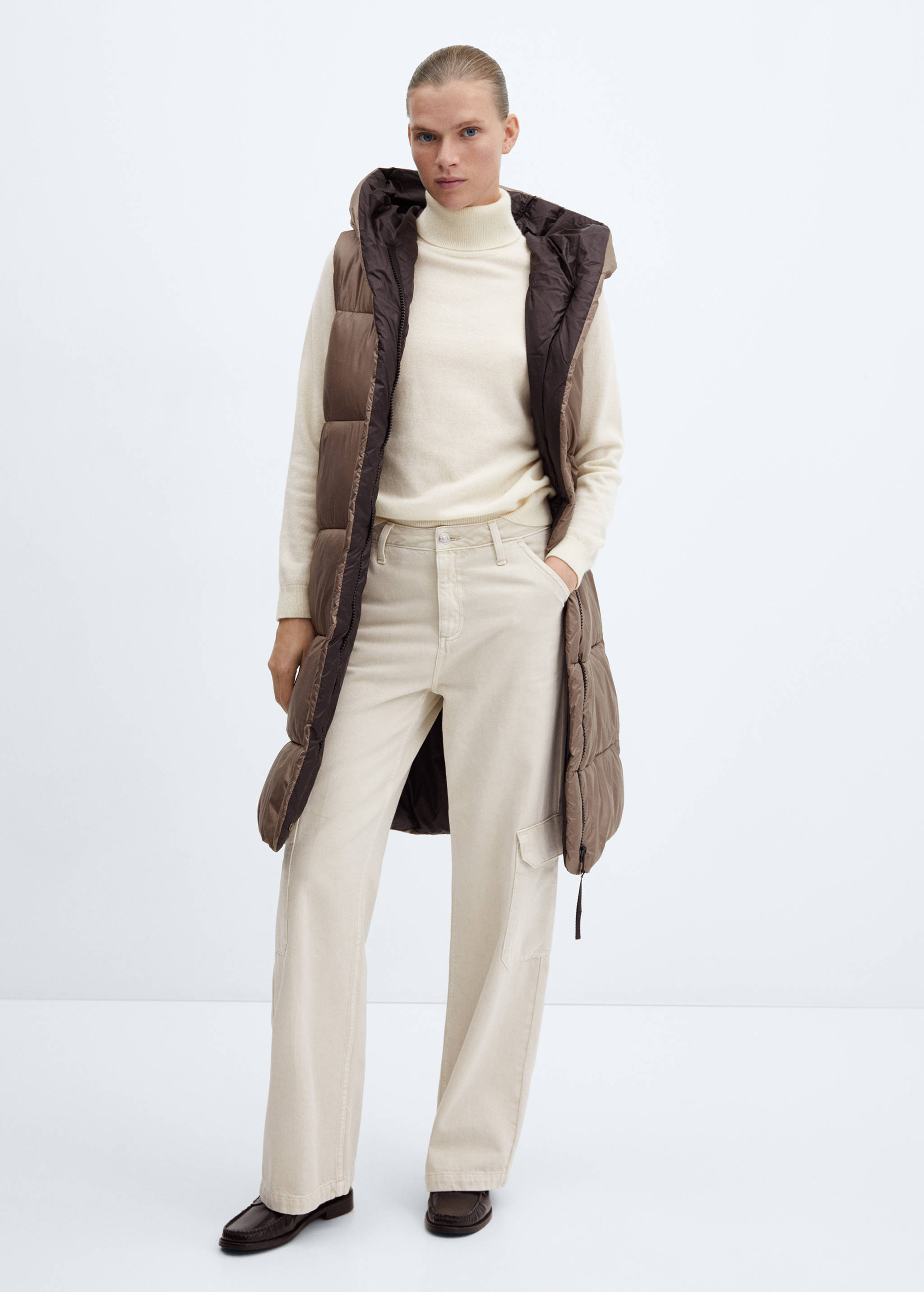 Long puffer vest - General plane