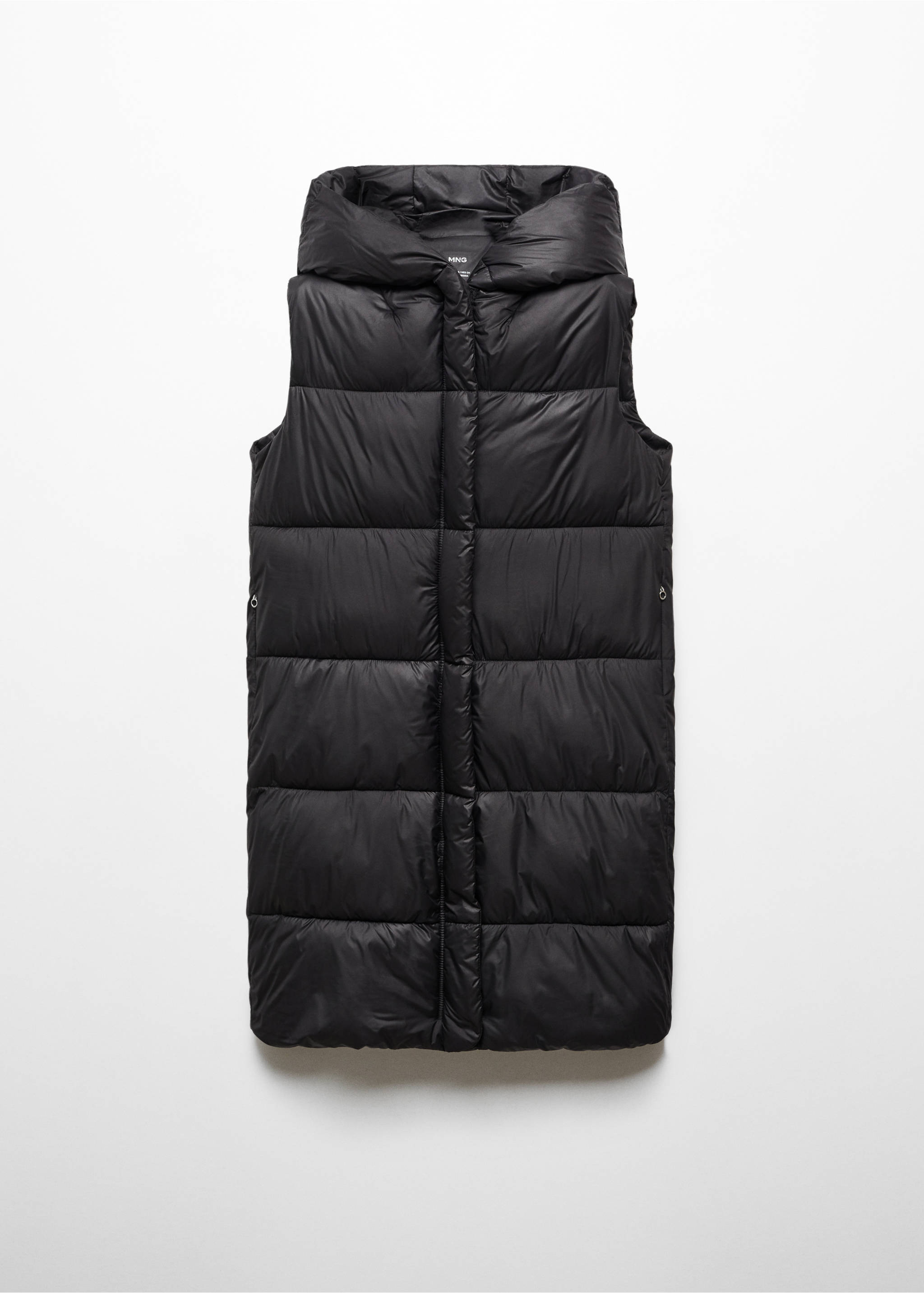 Long puffer vest - Article without model, Black. Ref: 77178265-00.