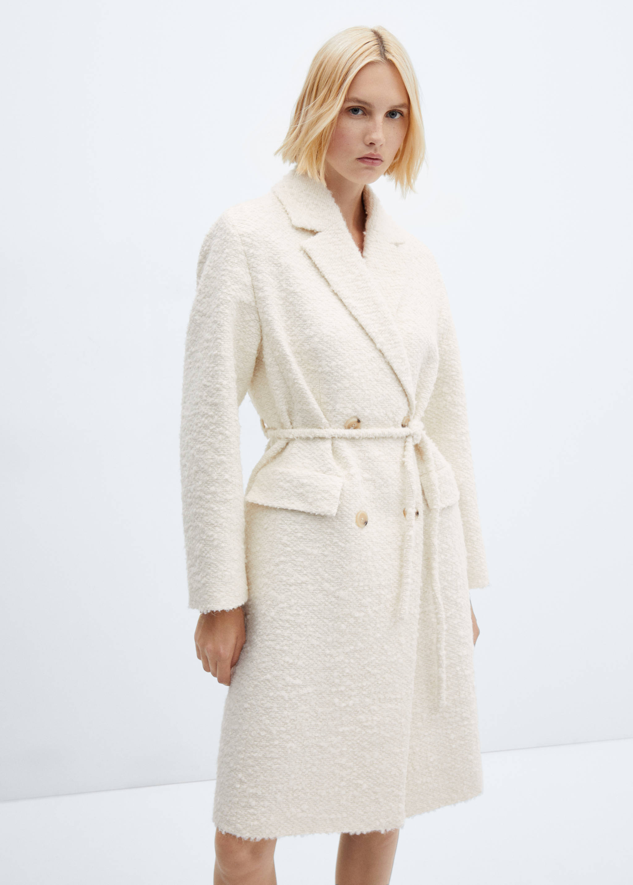 Coat with lapels and belt - Medium plane