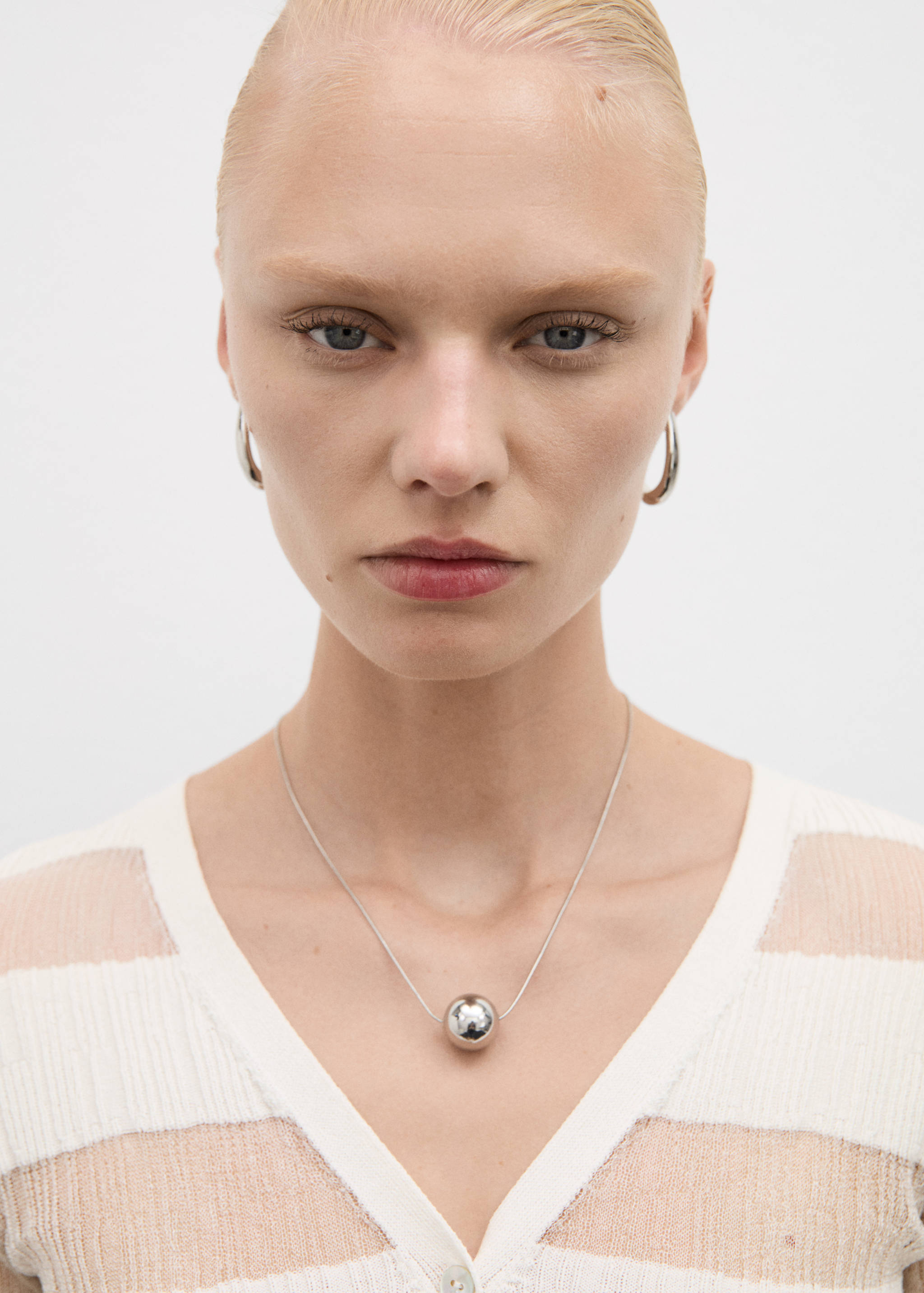 半透明纹理开襟毛衣 - null