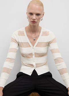 Semitransparent textured cardigan — White 5