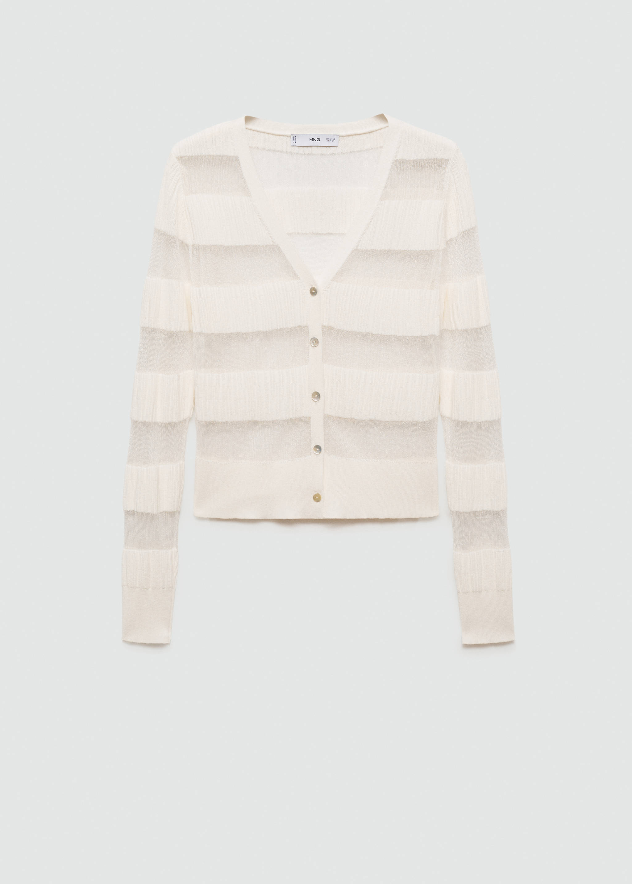 半透明纹理开襟毛衣 - null