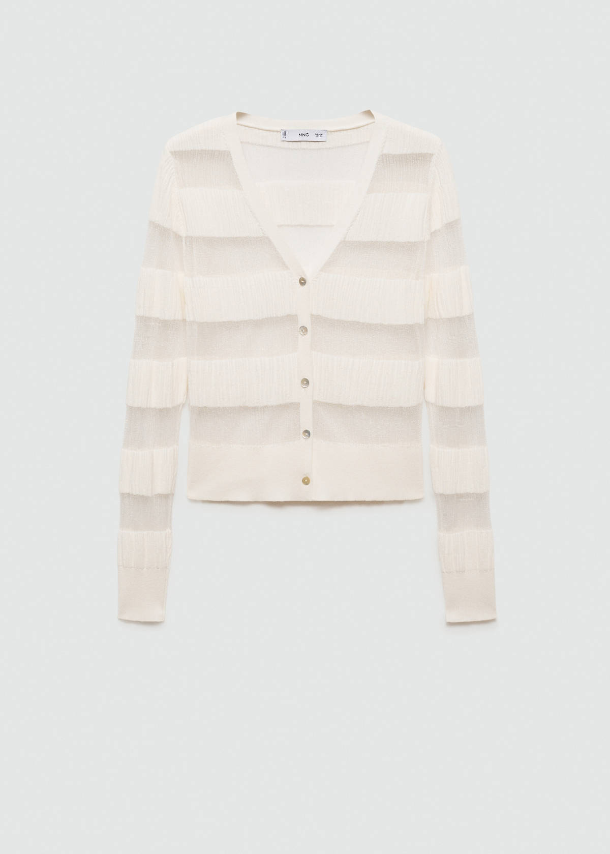Semitransparent textured cardigan — White