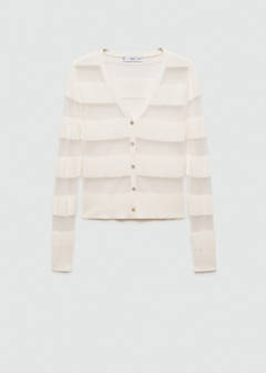Semitransparent textured cardigan — White 6