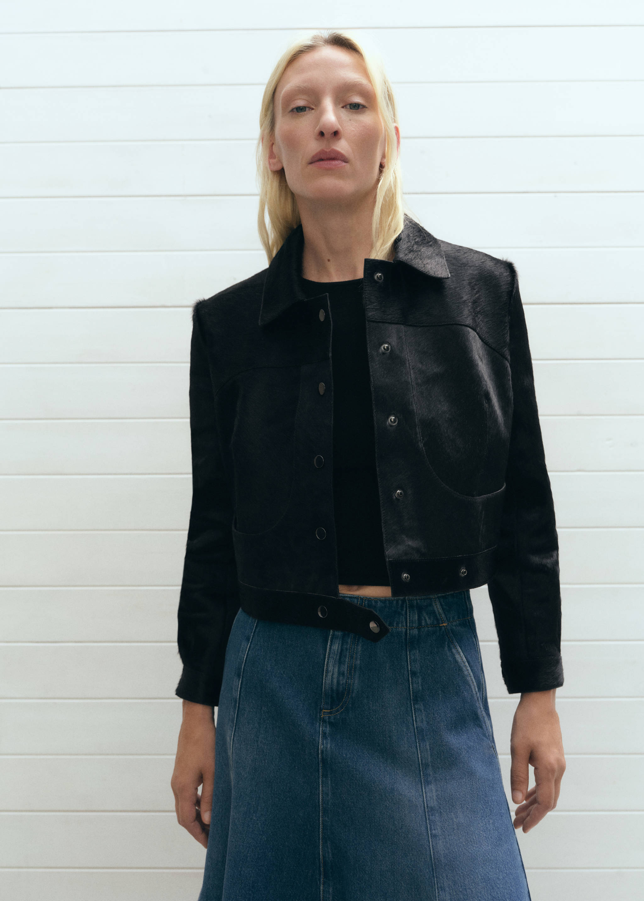 Fur leather jacket - Medium plane