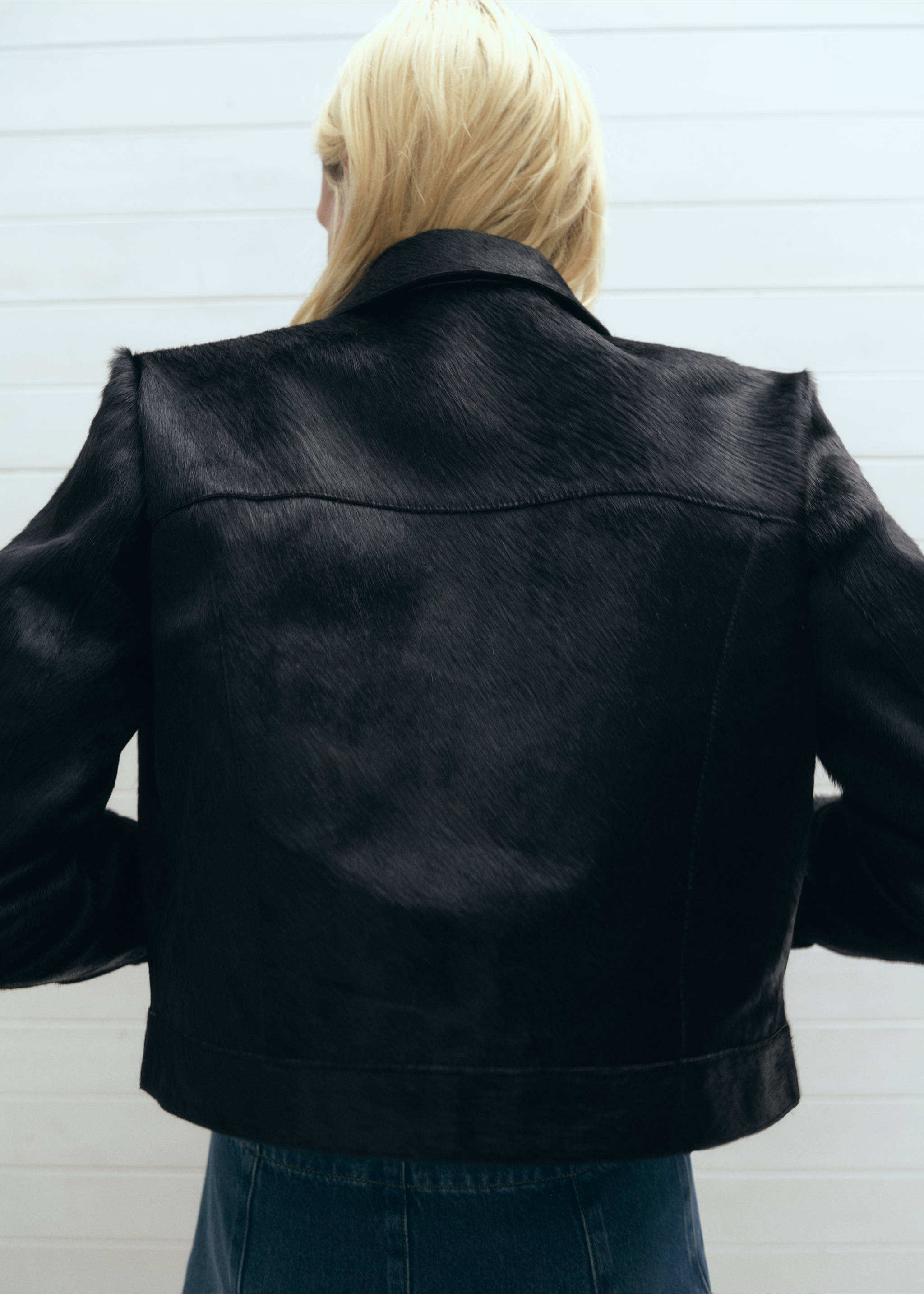 Chaqueta piel pelo - Reverso del artículo, Negro. Ref: 77956356-00.