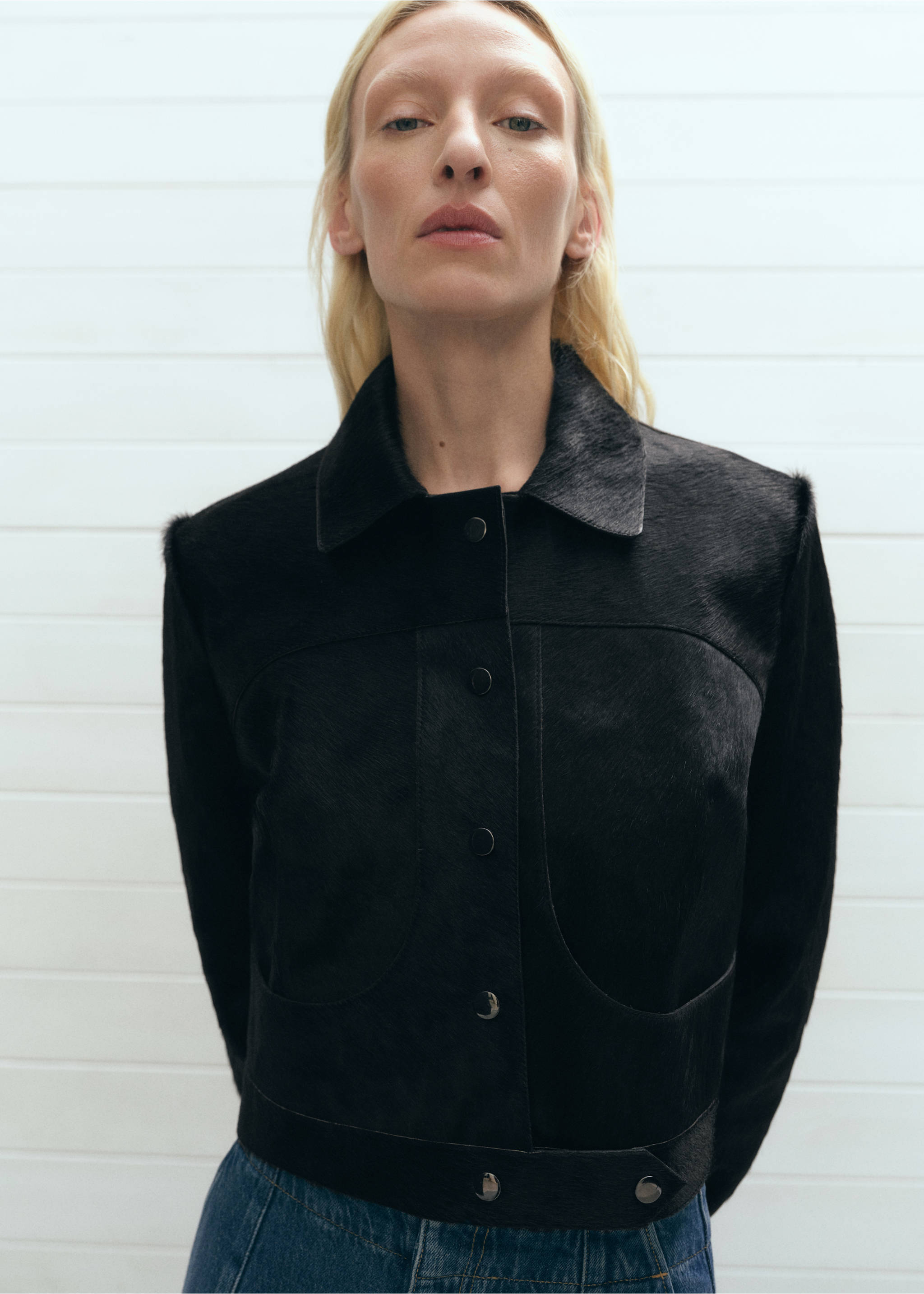 Chaqueta piel pelo - Detalle del artículo 1, Negro. Ref: 77956356-00.