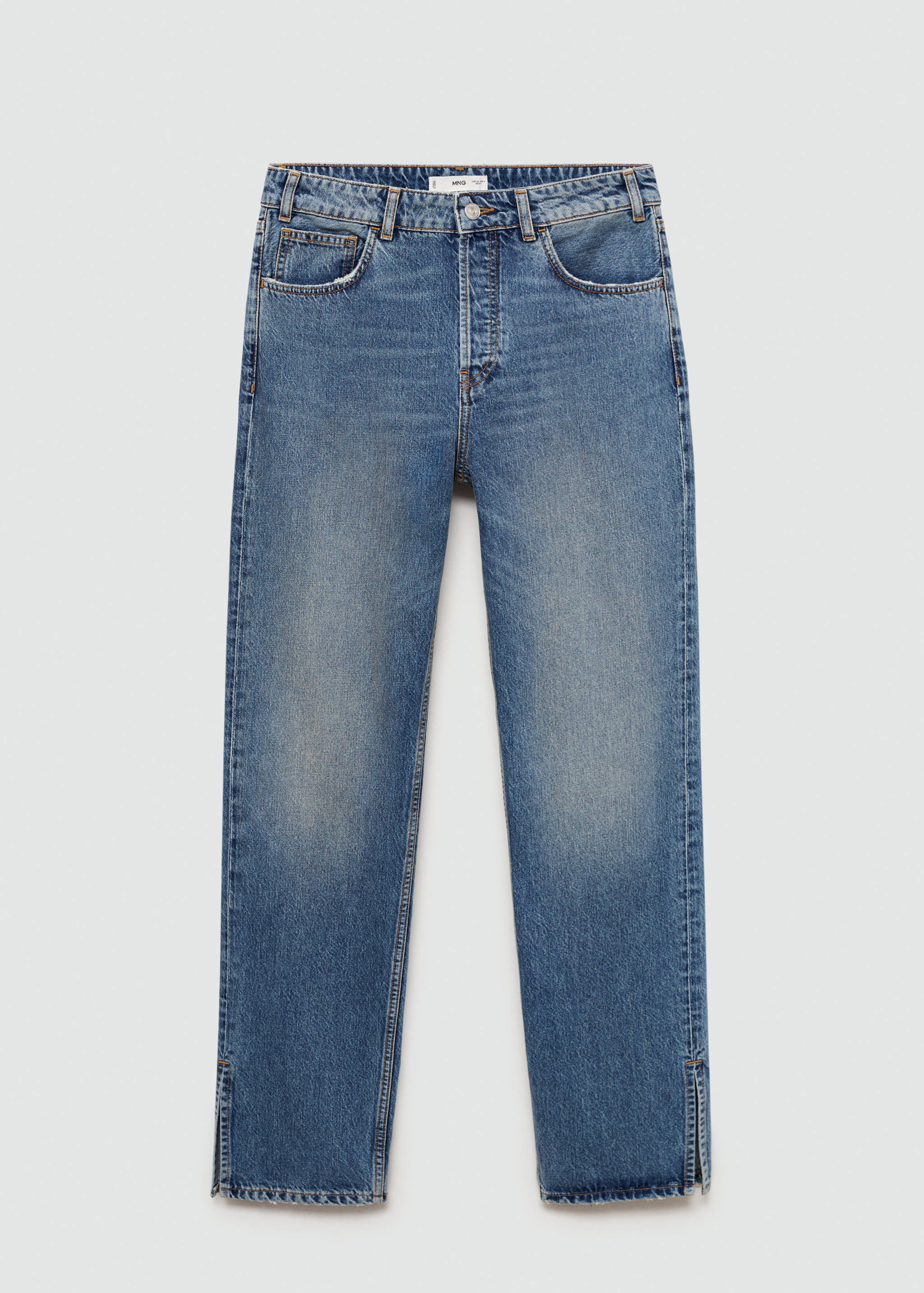 Medium-rise straight jeans with slits - Article without model