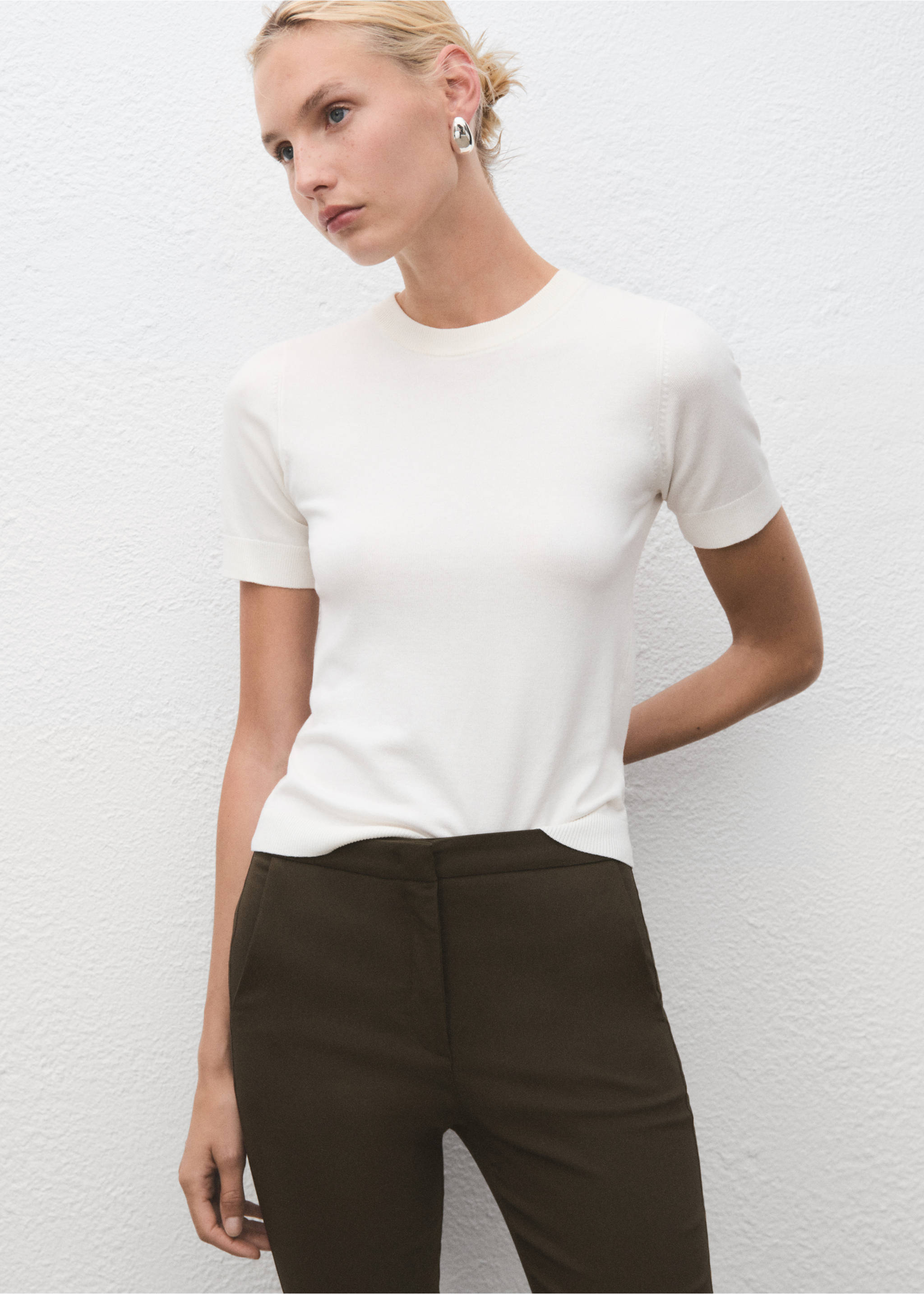 Pantalón skinny crop - Detalle del artículo 1, Khaki. Ref: 83700555-00.
